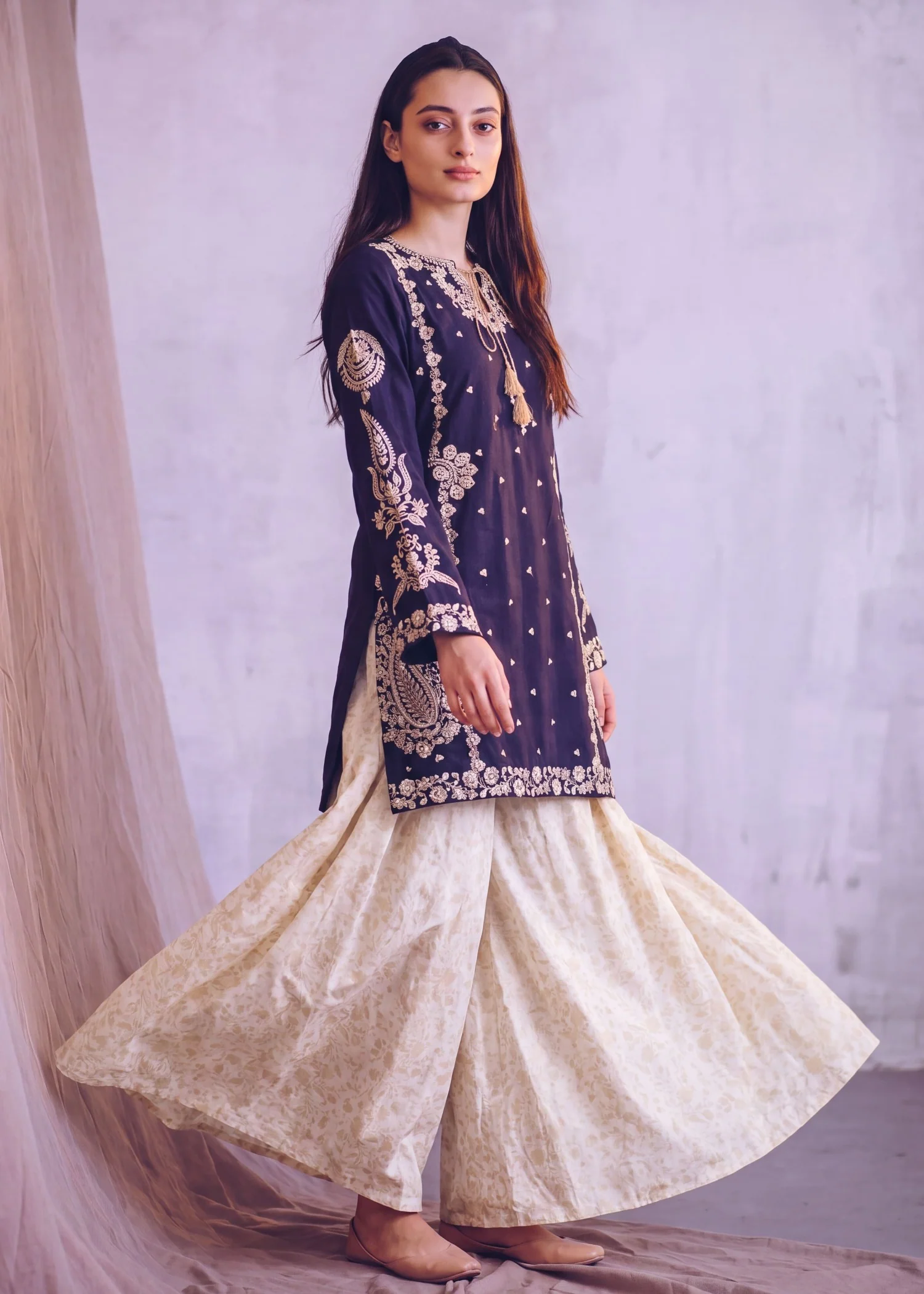 cotton Sharara in Navy blue - view 5