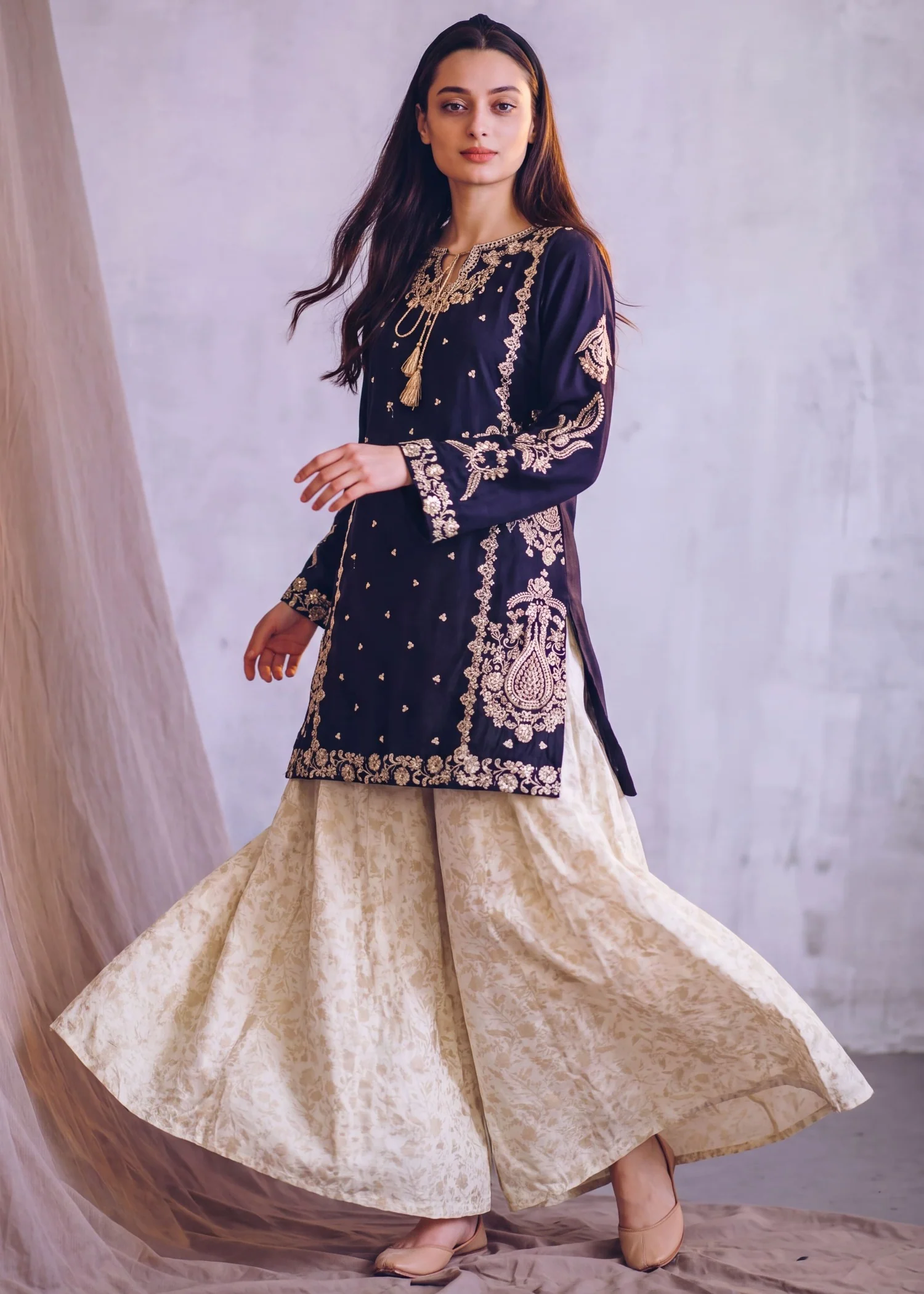 cotton Sharara in Navy blue - view 7