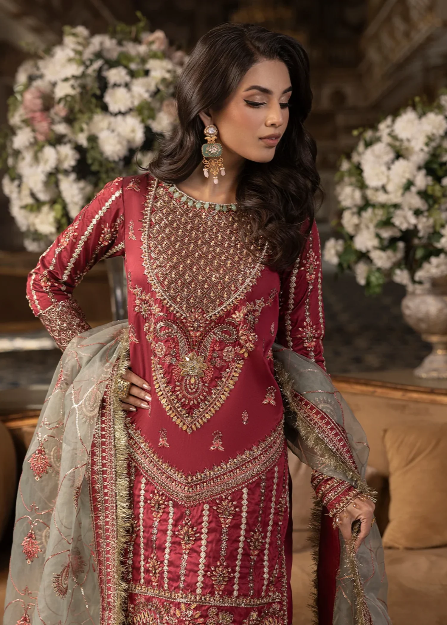 silk Gharara in Blood red - view 2