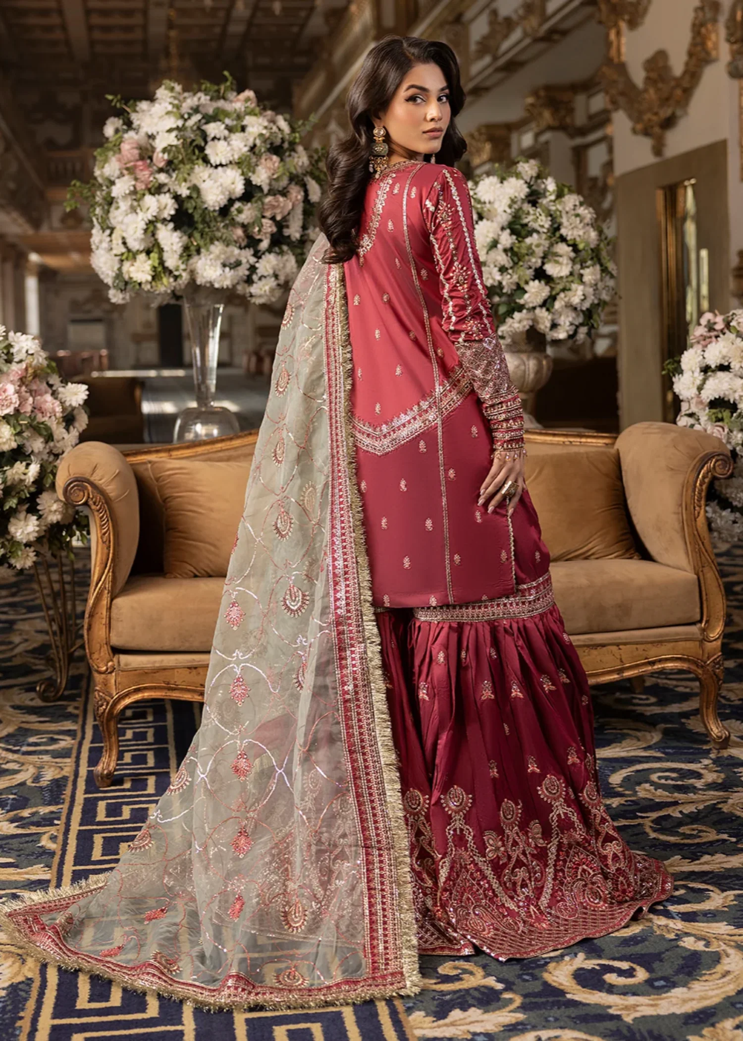 silk Gharara in Blood red - view 4
