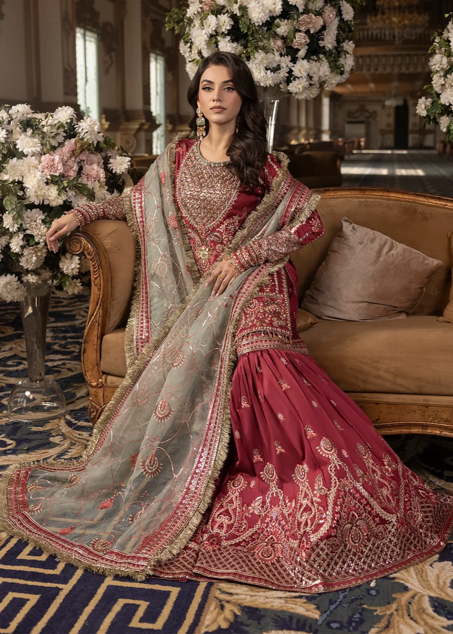 silk Gharara in Blood red - view 3