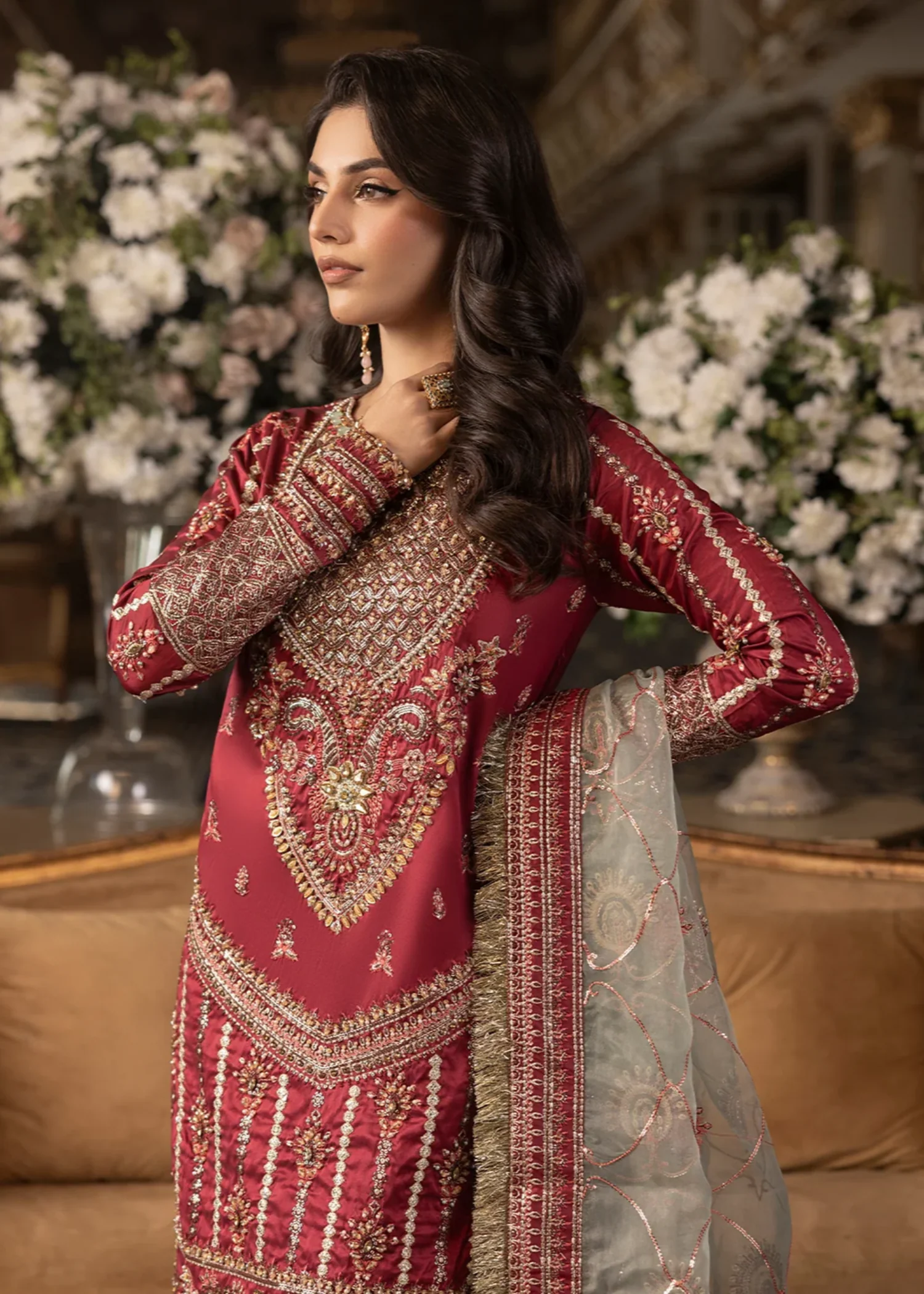 silk Gharara in Blood red - view 6