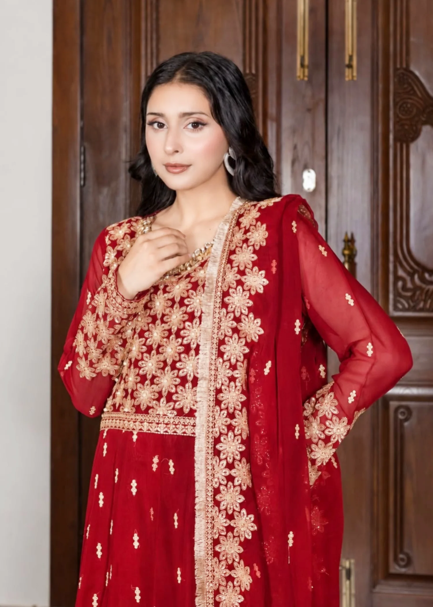 chiffon Maxi in Red - view 2