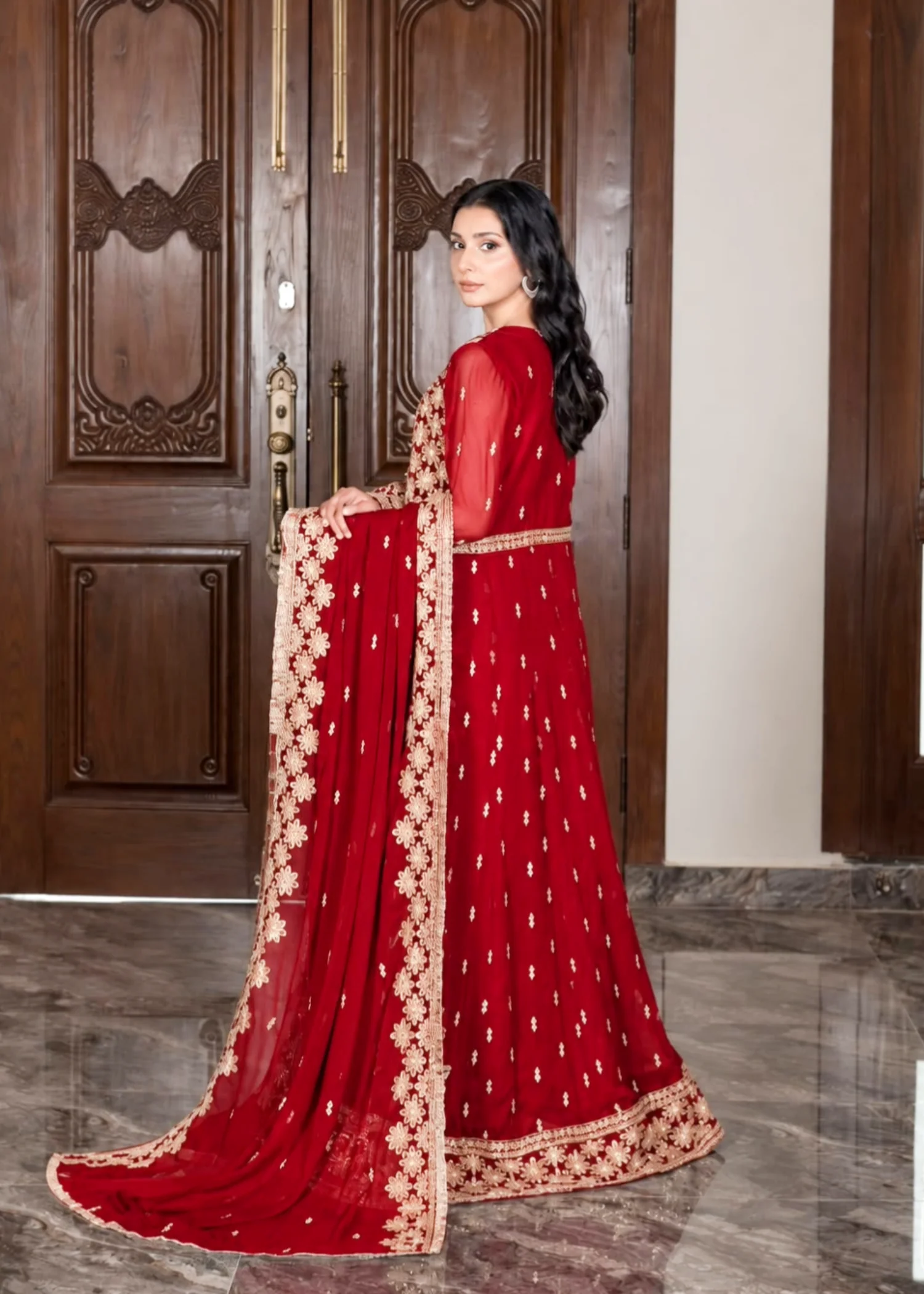 chiffon Maxi in Red - view 3