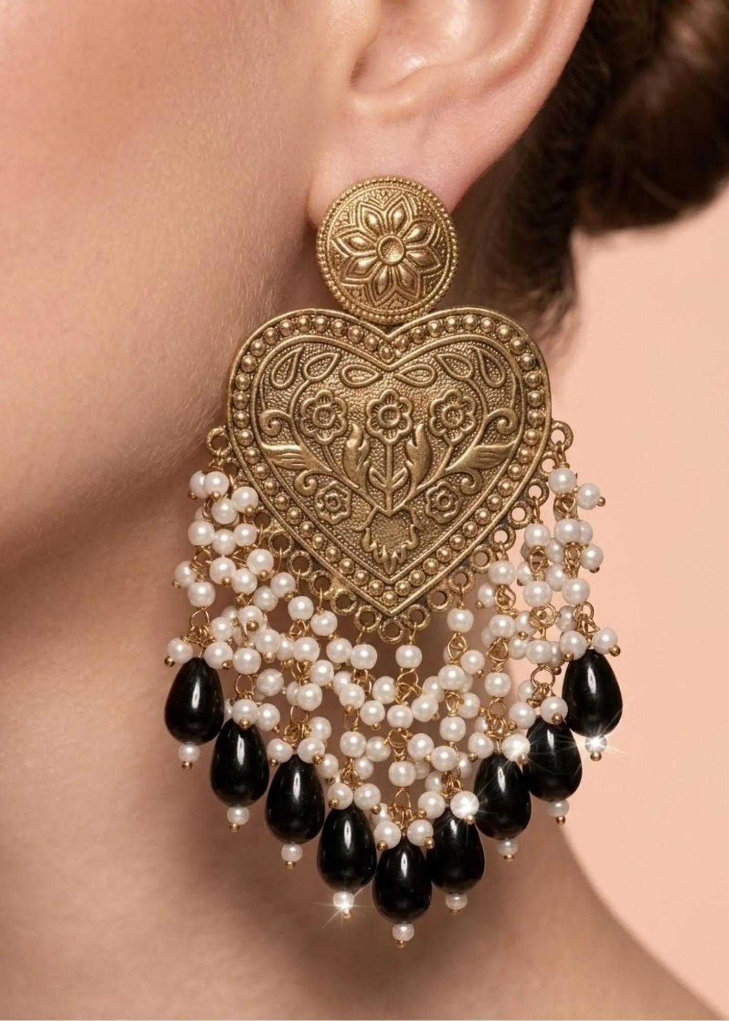 Earrings in Black, gold Color by - Trendy Women Earrings QAK8823