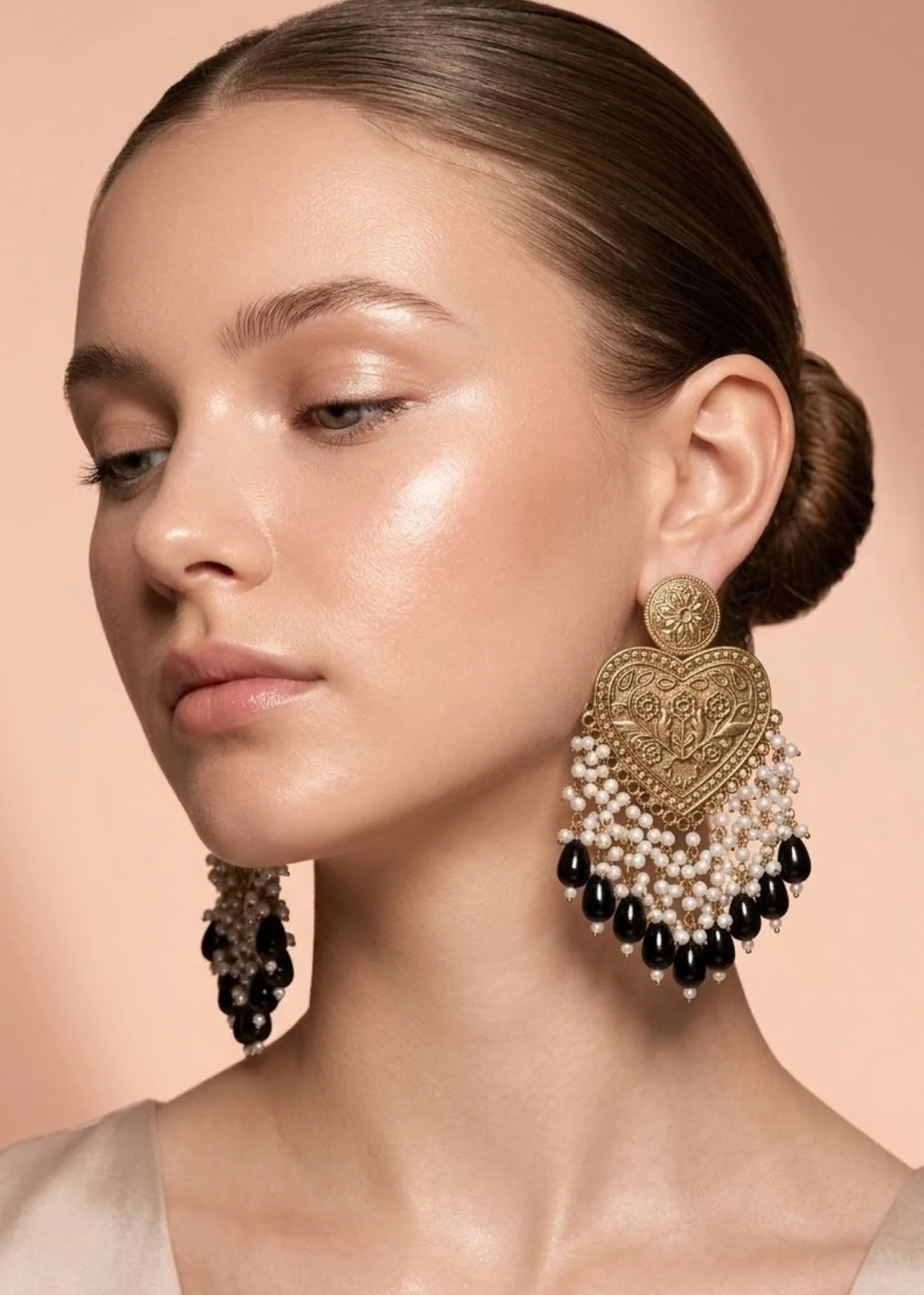 Earrings in Black, gold Color by - Trendy Women Earrings QAK8823 - view 2