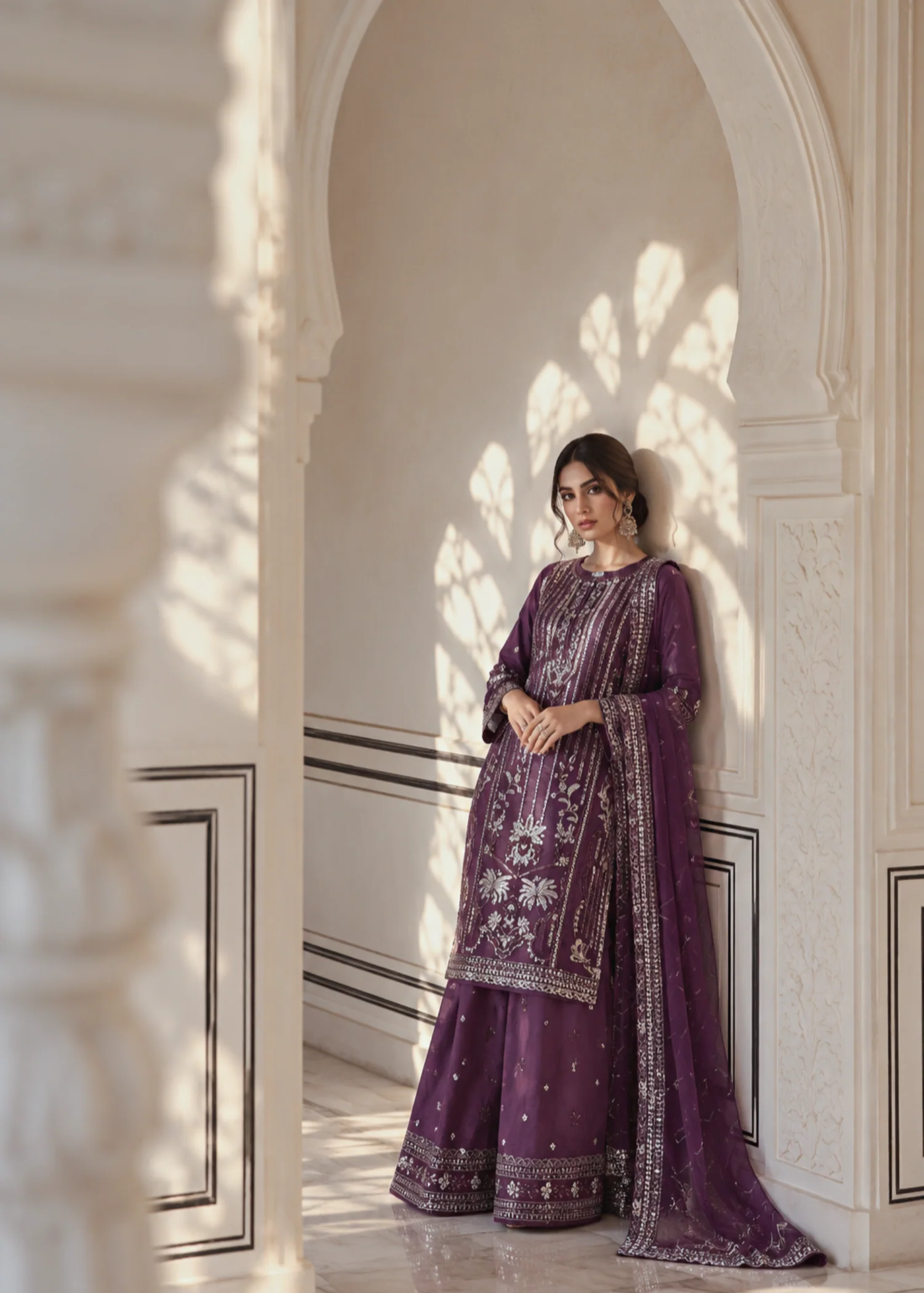 organza Sharara in Deep purple