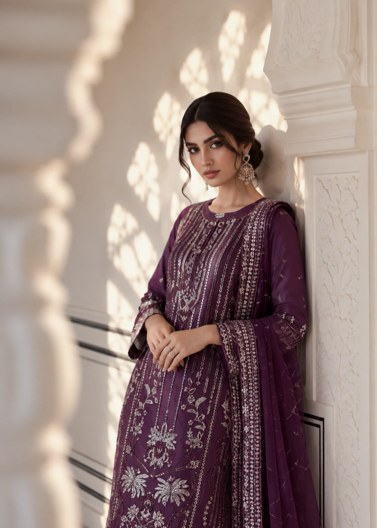 organza Sharara in Deep purple - view 3