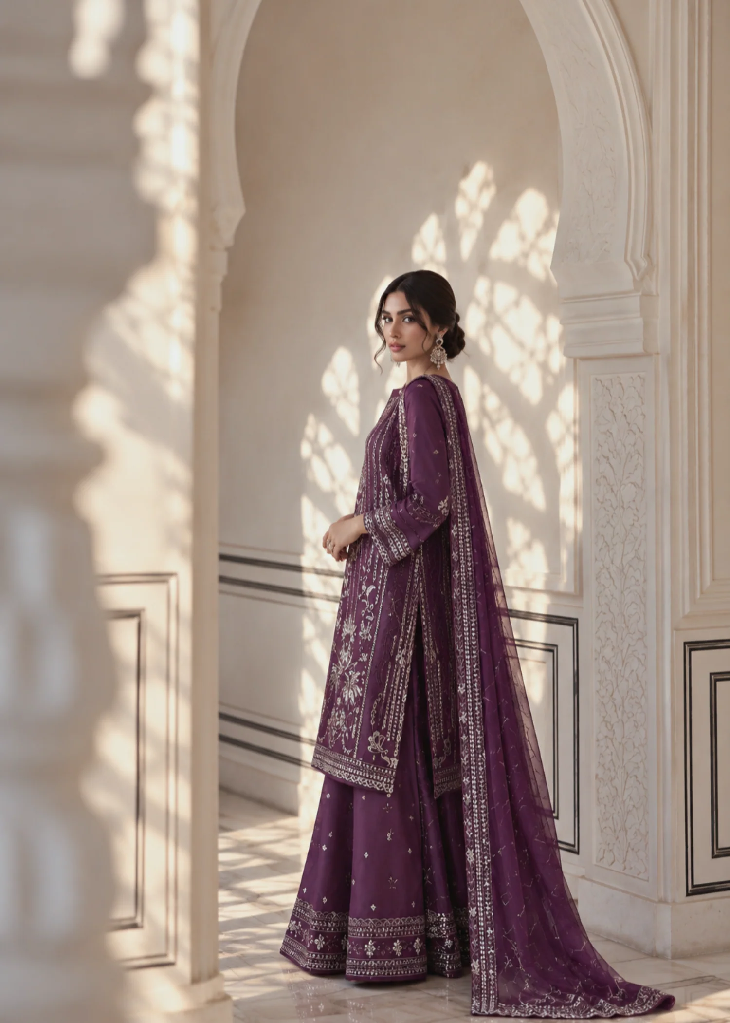 organza Sharara in Deep purple - view 2