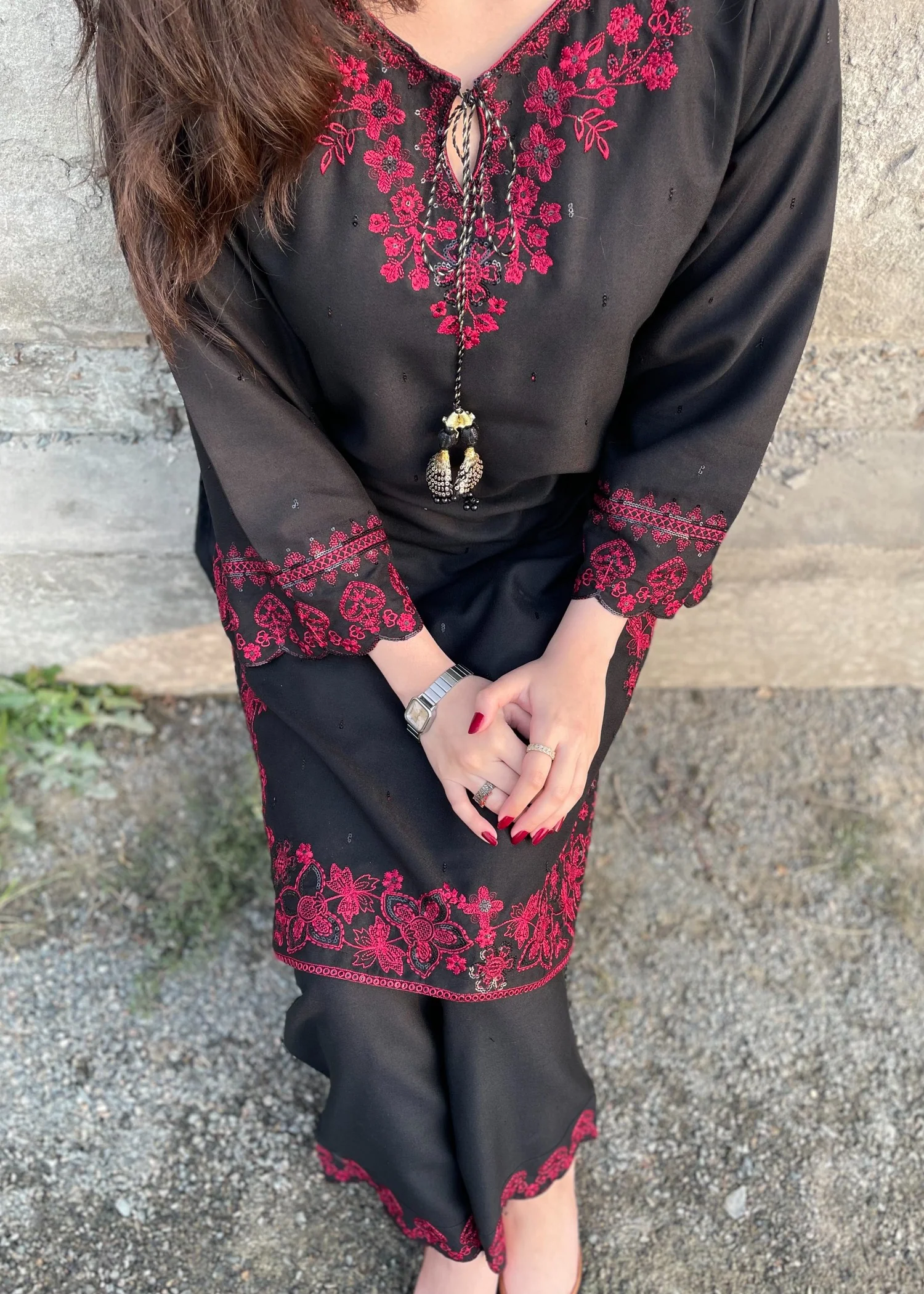 marina Kurta Set in Black - view 3
