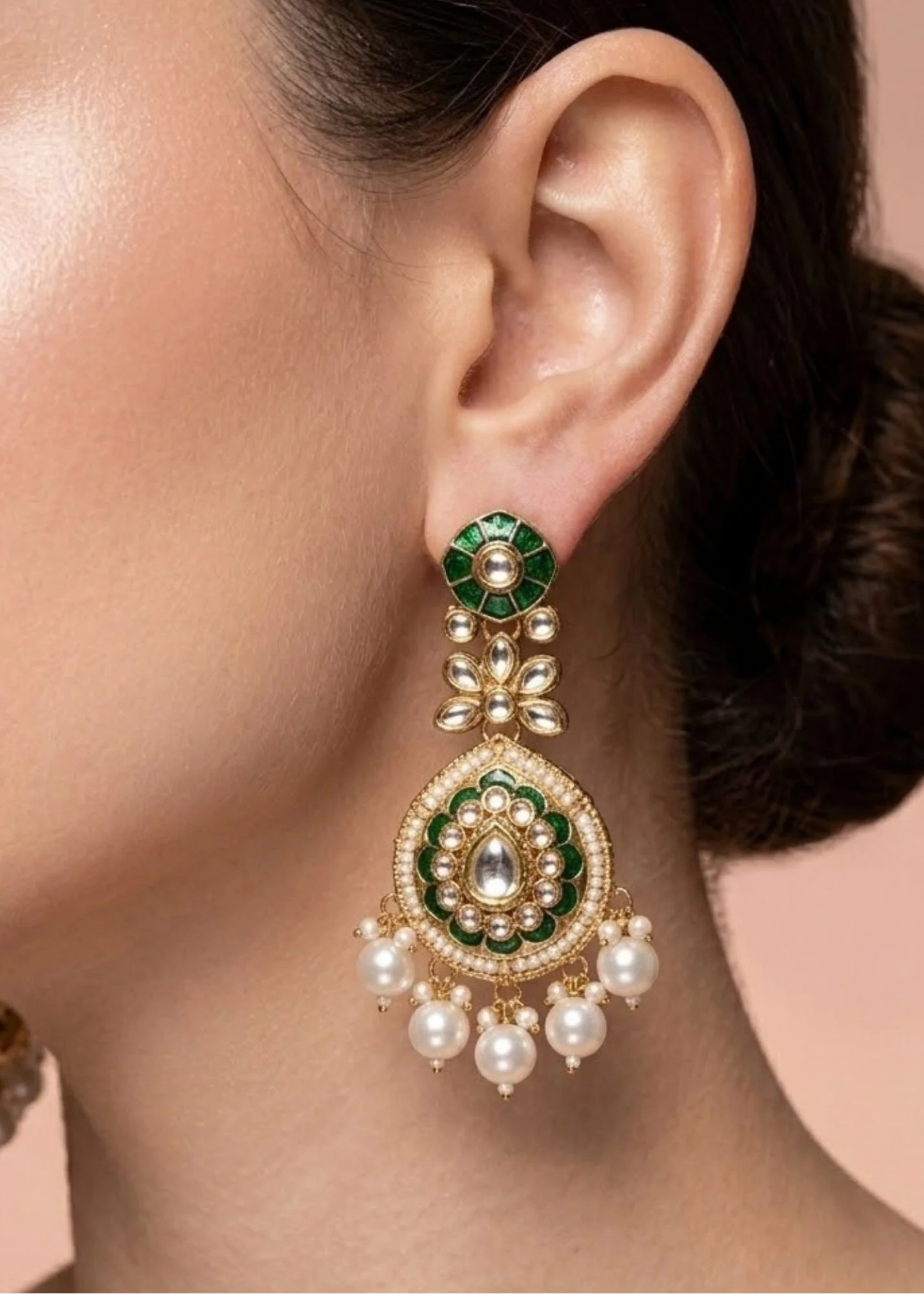 Kundan in Emerald green Color by - Trendy Women Kundan MIK1430 - view 3