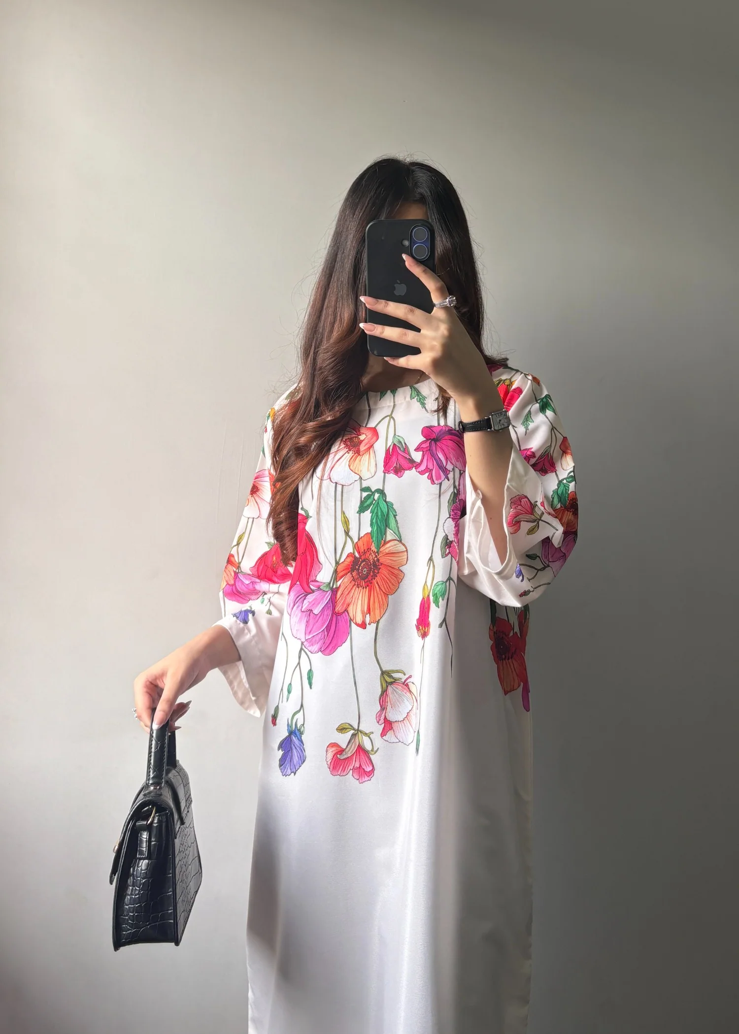 silk Kaftan in Floral white - view 2