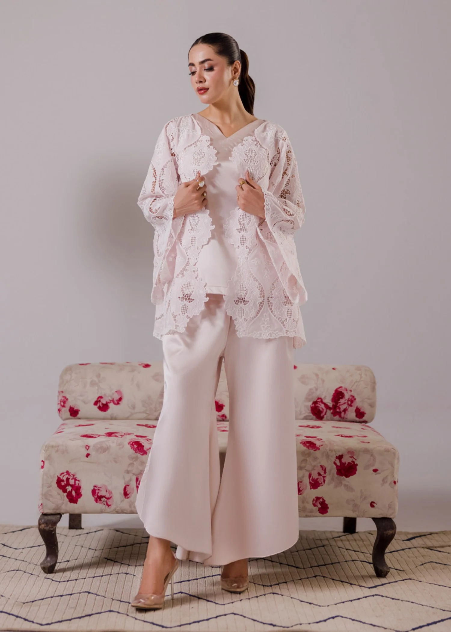 silk Co Ord Sets in Pastel pink