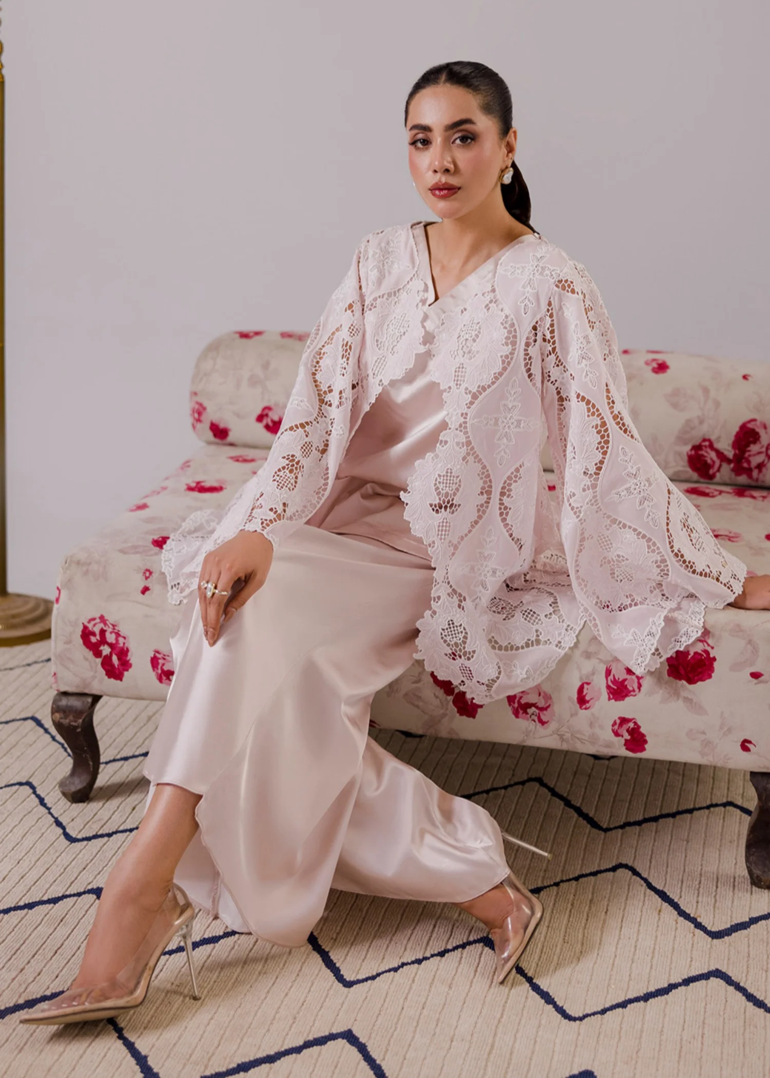 silk Co Ord Sets in Pastel pink - view 5