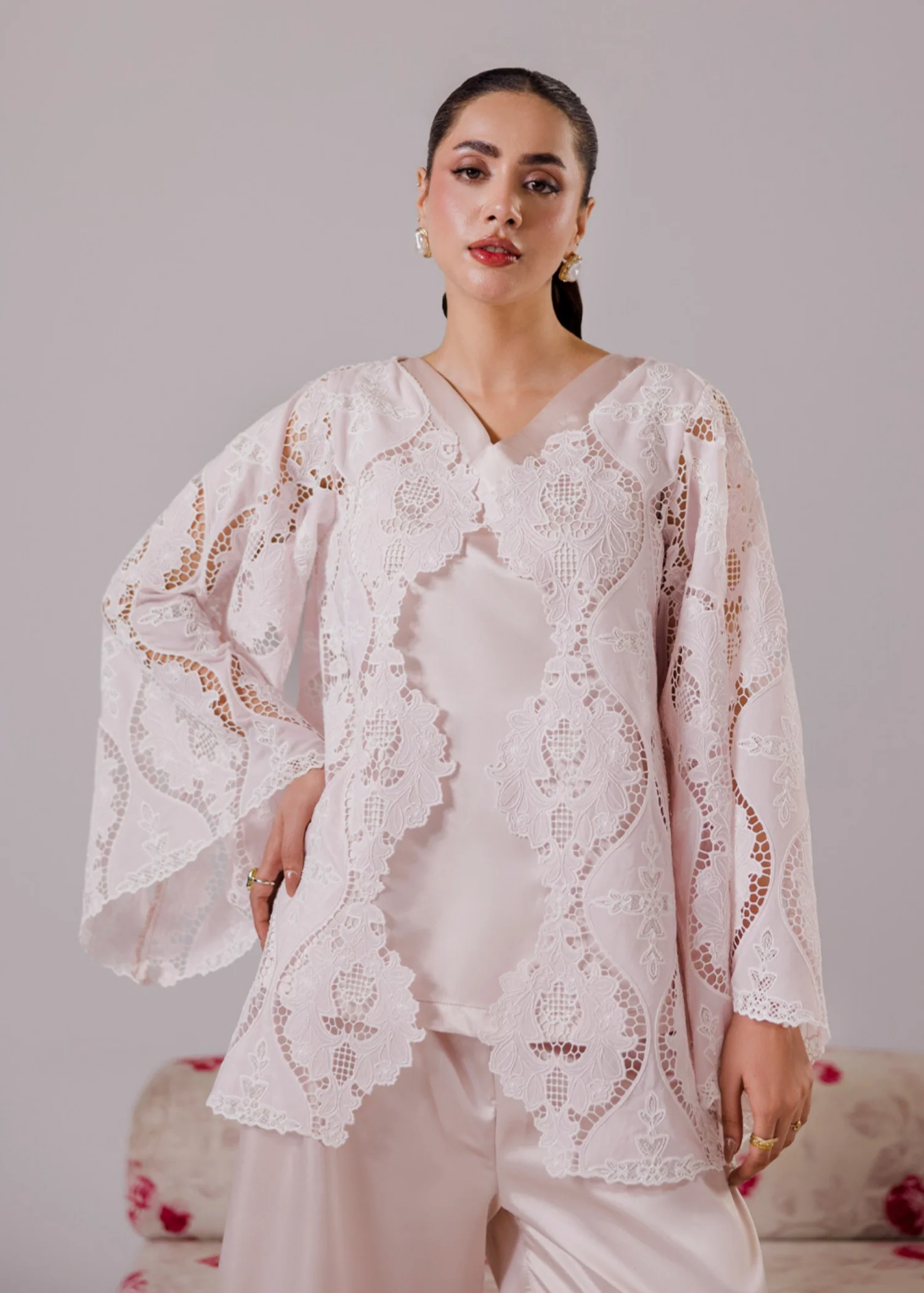 silk Co Ord Sets in Pastel pink - view 4