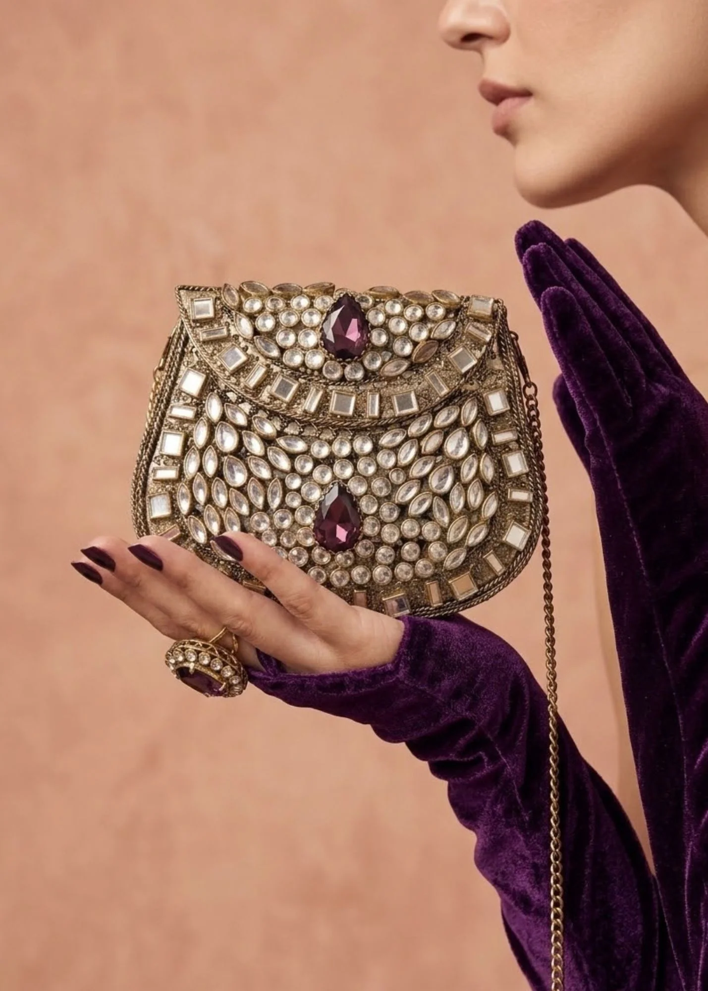 Clutch in Gold Color by - Trendy Women Clutch EJW2868 - clutch purse for wedding guest at ShoplyHub
