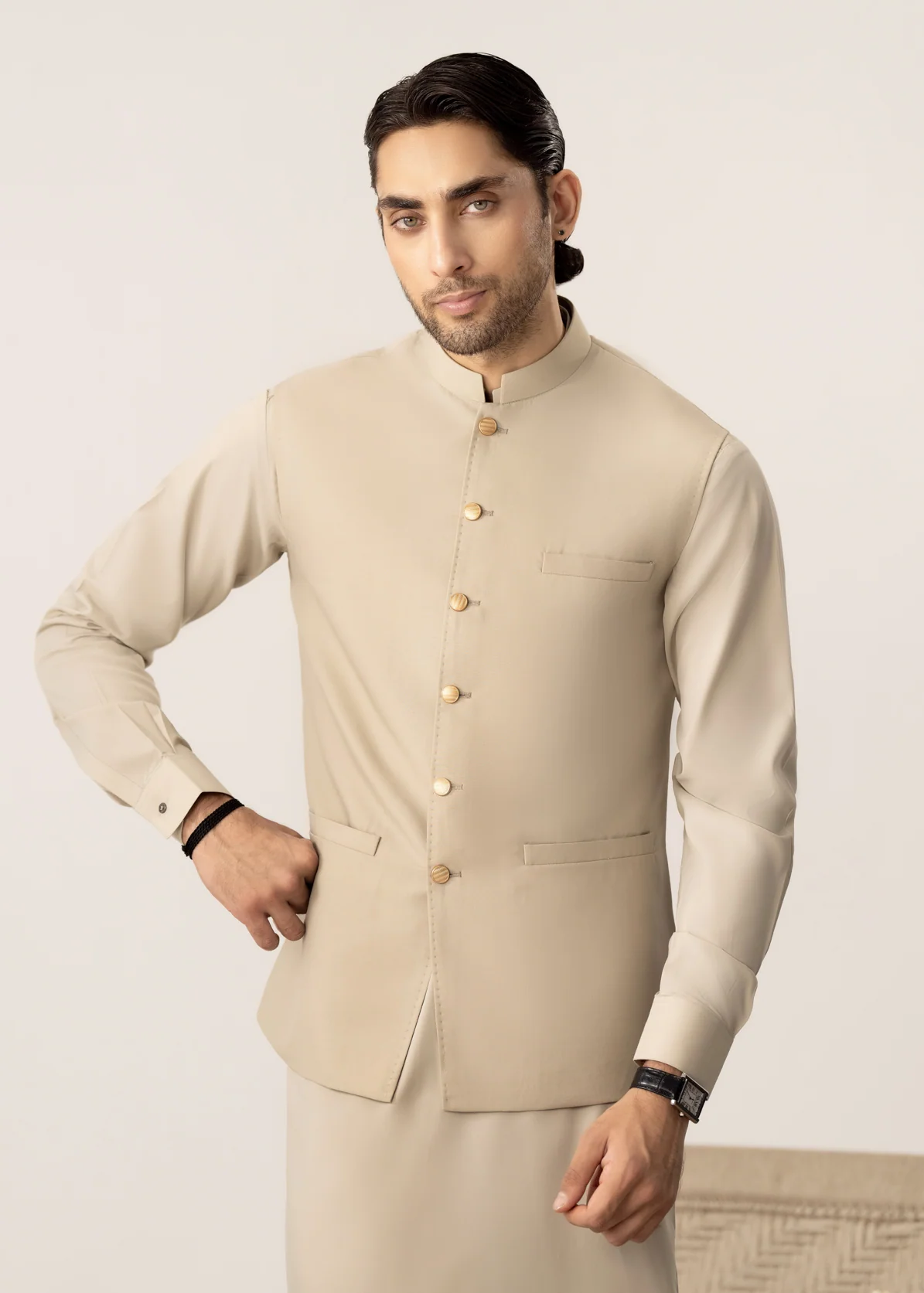 suiting Waistcoat in Beige - view 2
