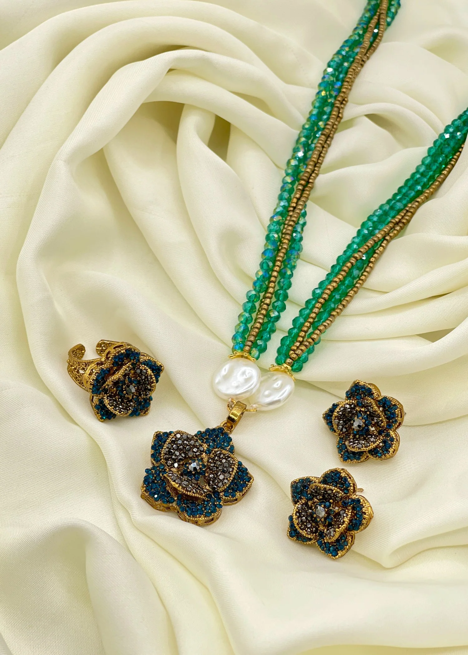 Jewelry Set in Teal Color by - Trendy Women Jewelry Set HUH1575 - jewelry sets for women at ShoplyHub