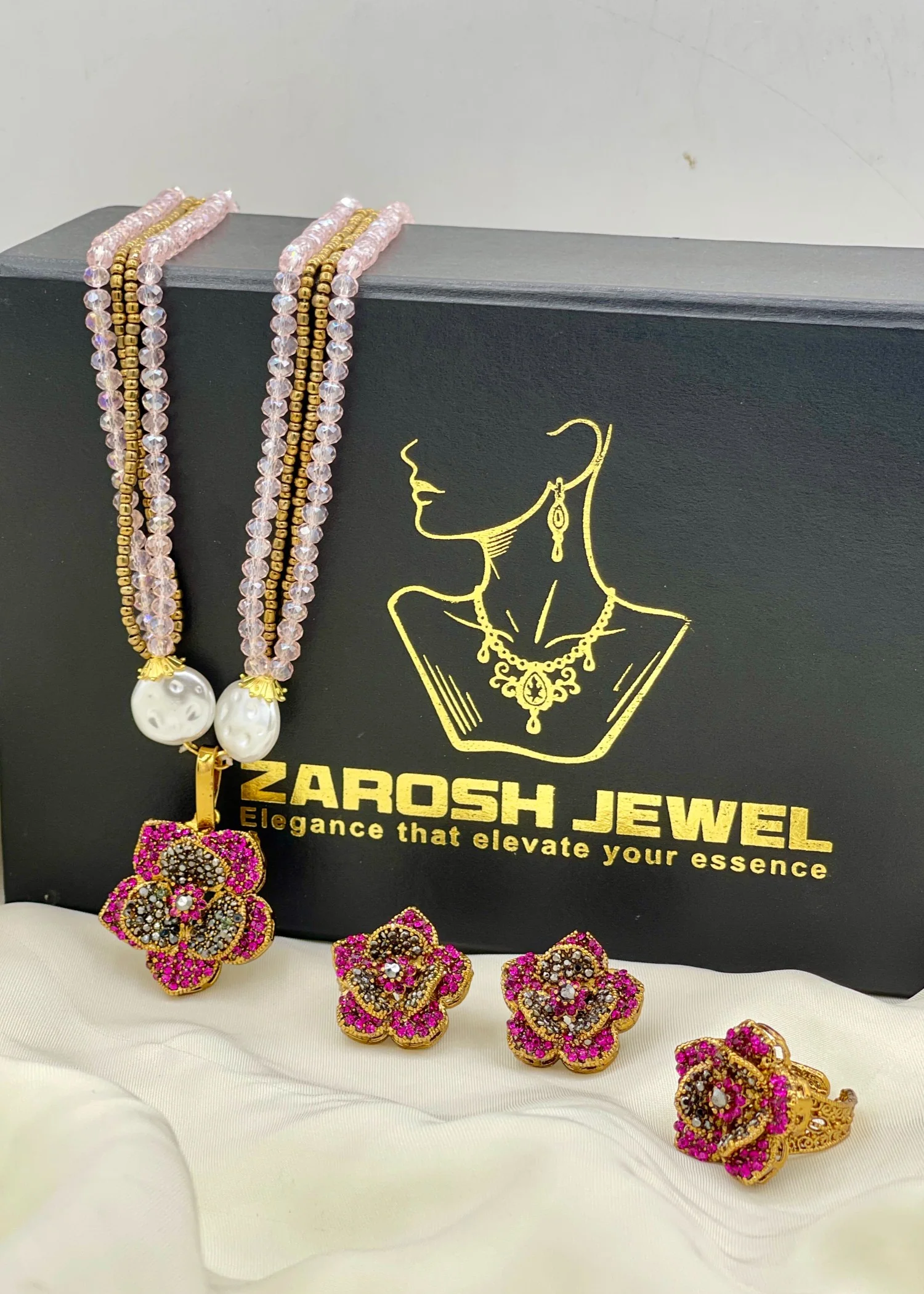 Jewelry Set in Fuchsia Color by - Trendy Women Jewelry Set YHL2425 - view 2
