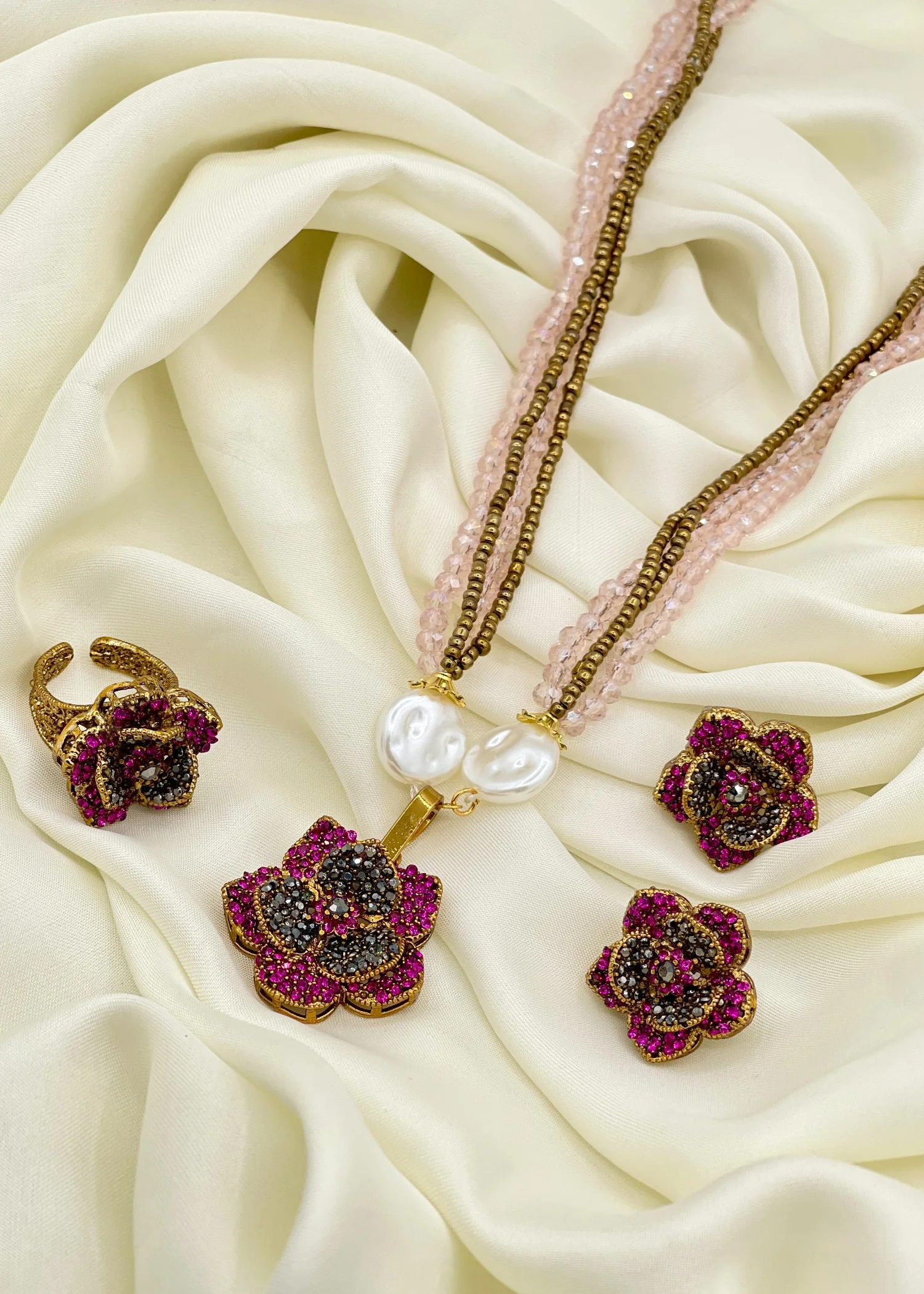 Jewelry Set in Fuchsia Color by - Trendy Women Jewelry Set YHL2425 - jewelry sets for women at ShoplyHub