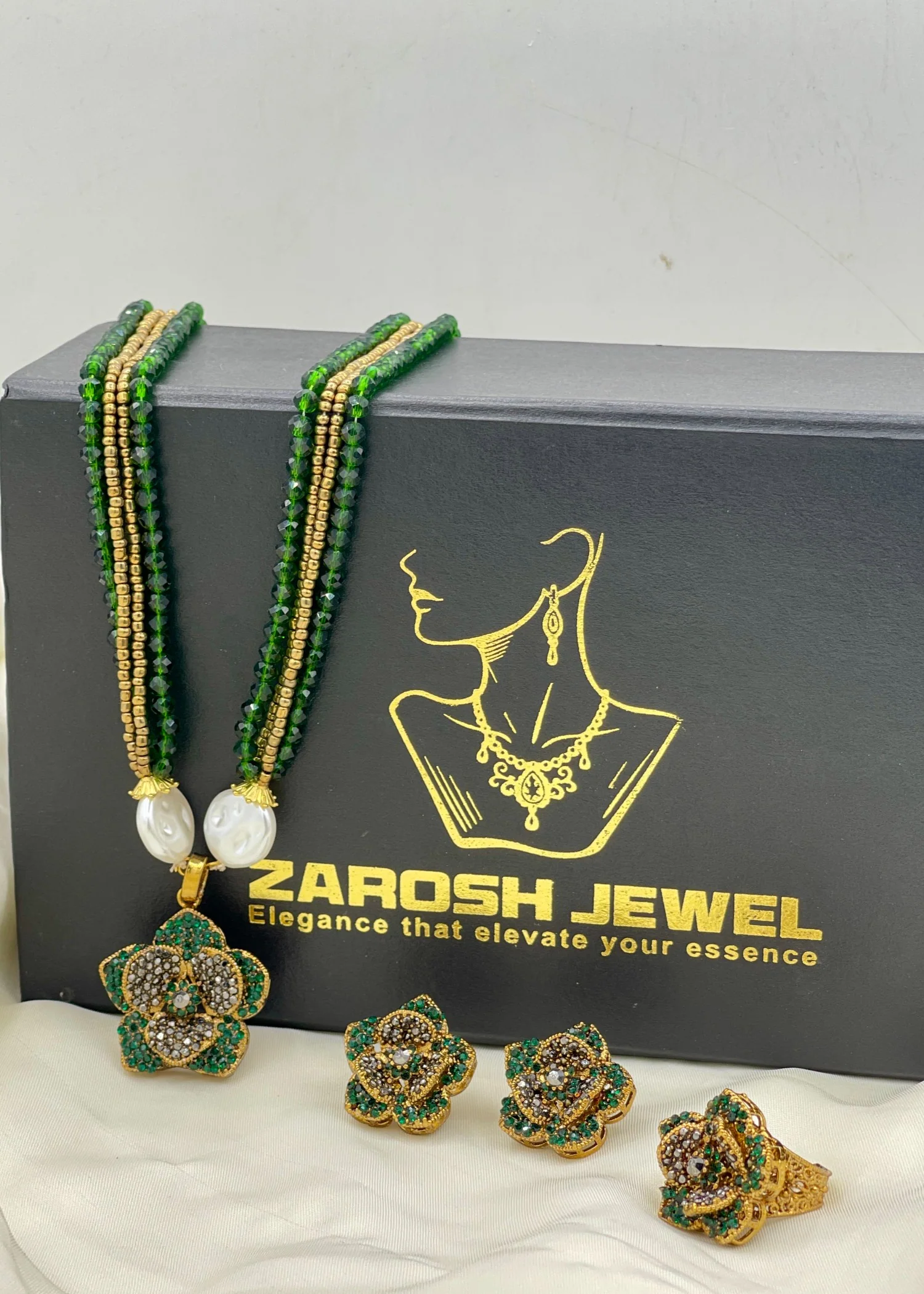 Jewelry Set in Green Color by - Trendy Women Jewelry Set TTU3853 - view 2