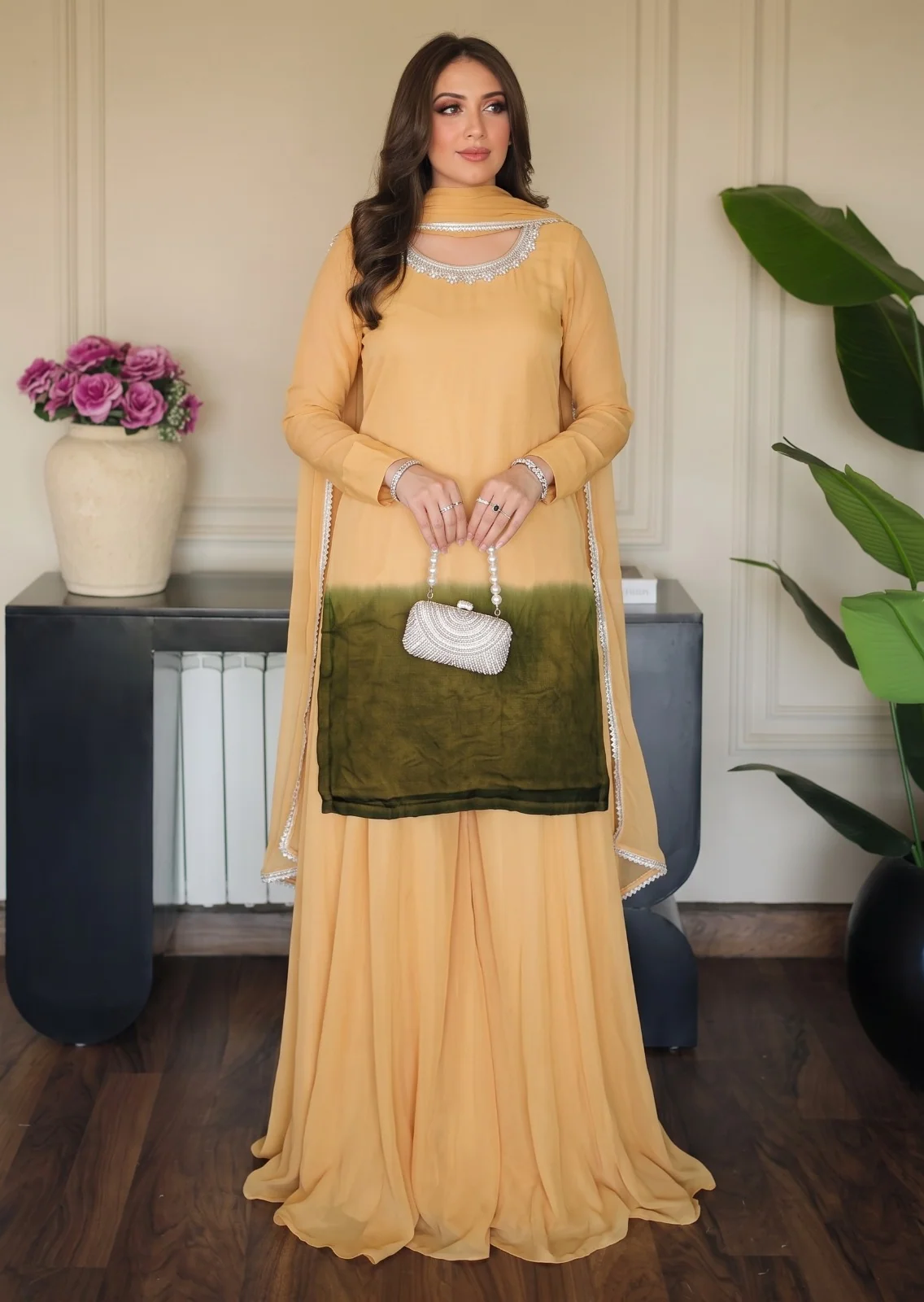 chiffon Sharara in Mustard - view 5