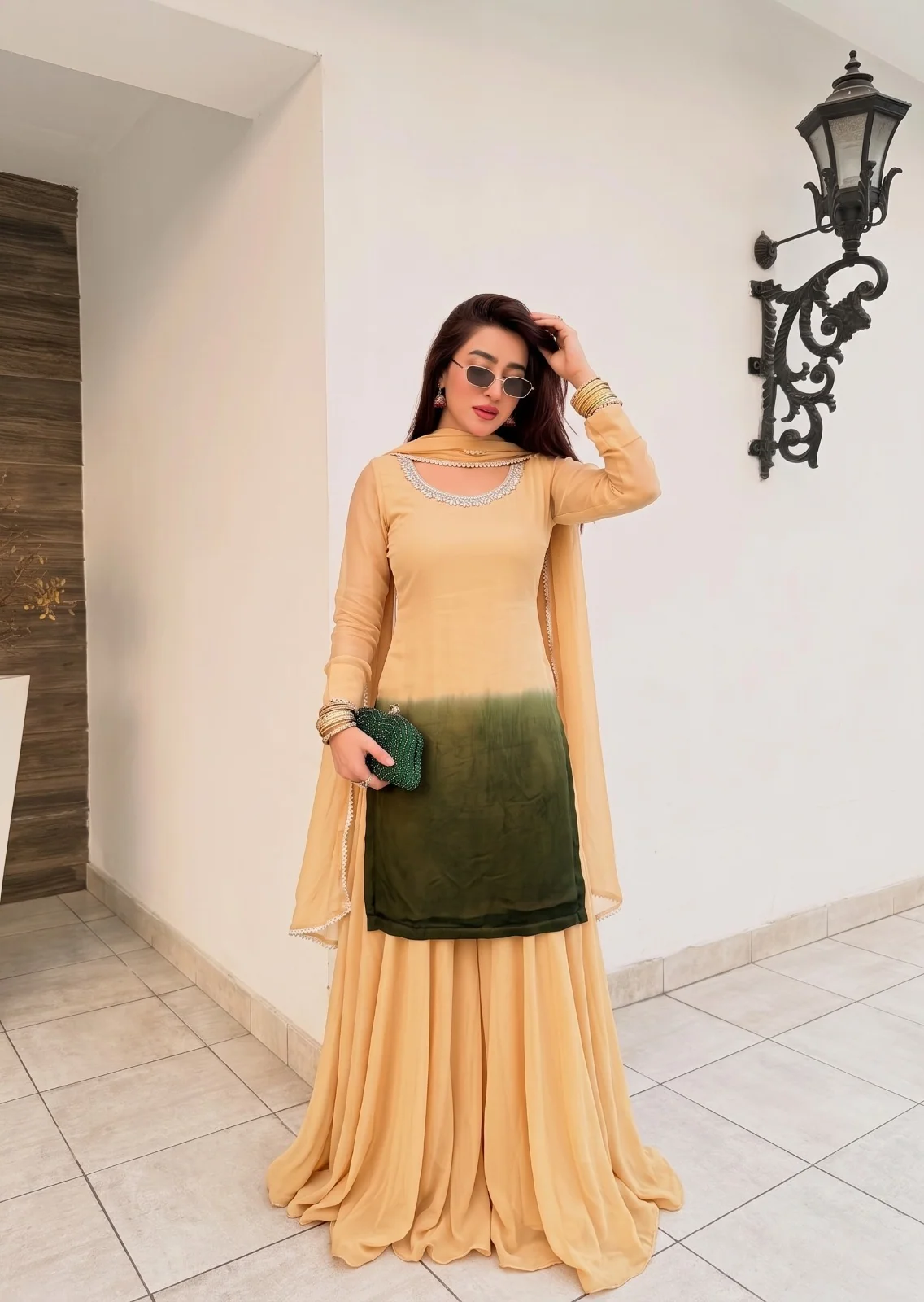 chiffon Sharara in Mustard - view 3