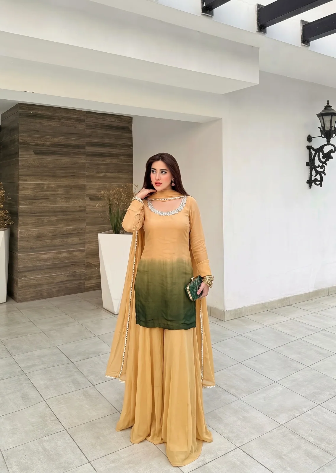 chiffon Sharara in Mustard - view 2