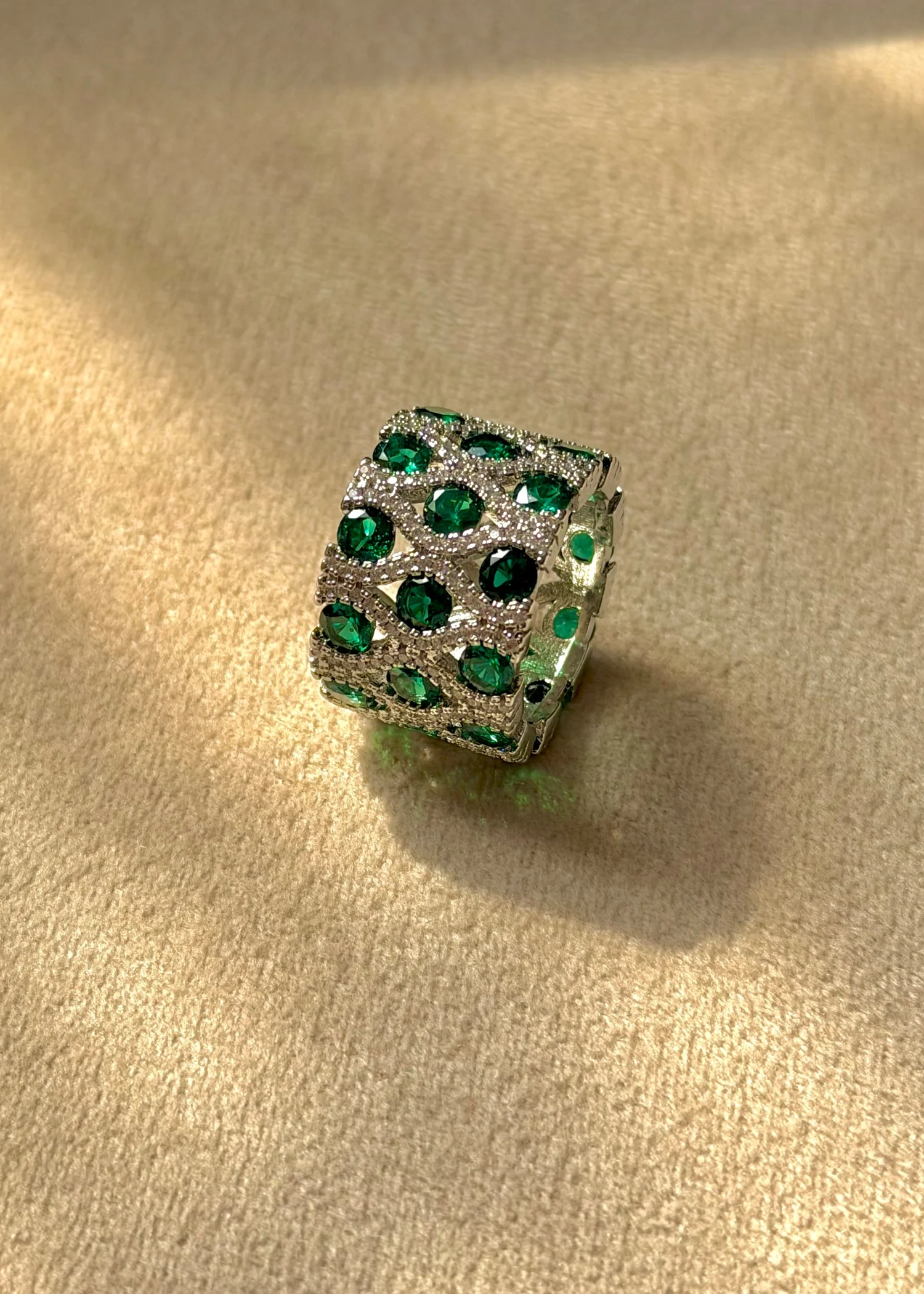 Ring in Emerald green, silver Color by - Trendy Women Ring CFW0502 - view 6