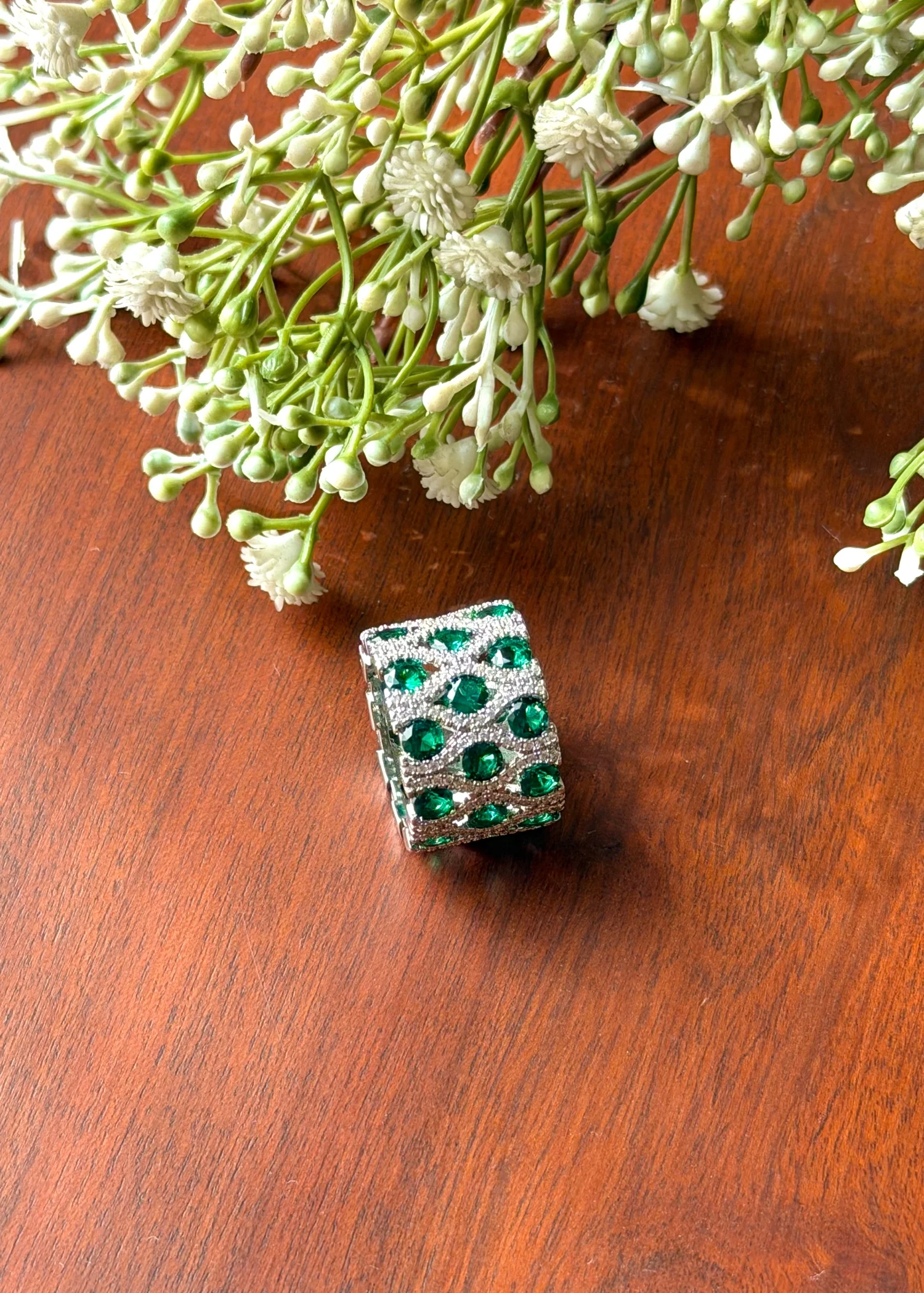 Ring in Emerald green, silver Color by - Trendy Women Ring CFW0502 - silver rings at ShoplyHub