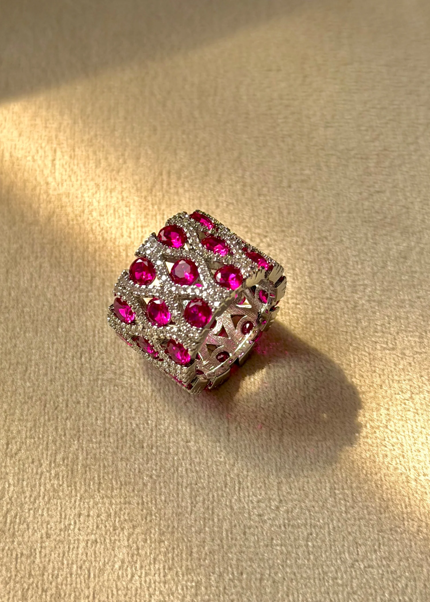 Ring in Silver, ruby red Color by - Trendy Women Ring GTJ0473 - view 4