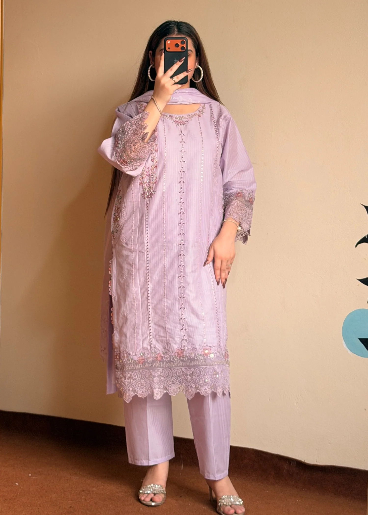cotton Kurta Set in Lavender