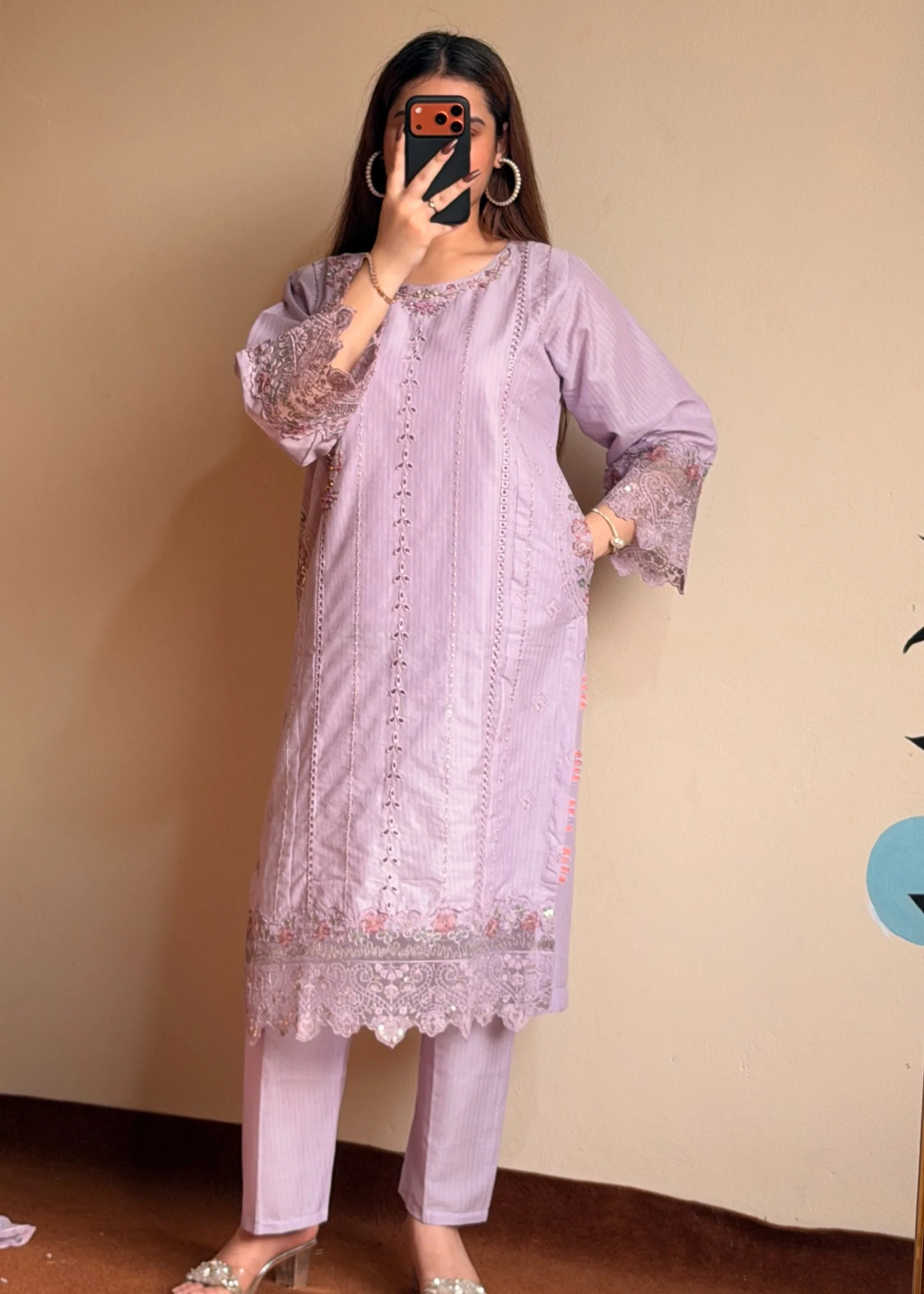 cotton Kurta Set in Lavender - view 4