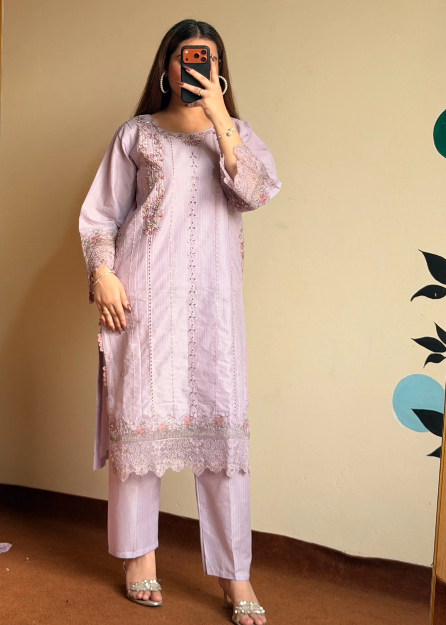 cotton Kurta Set in Lavender - view 3