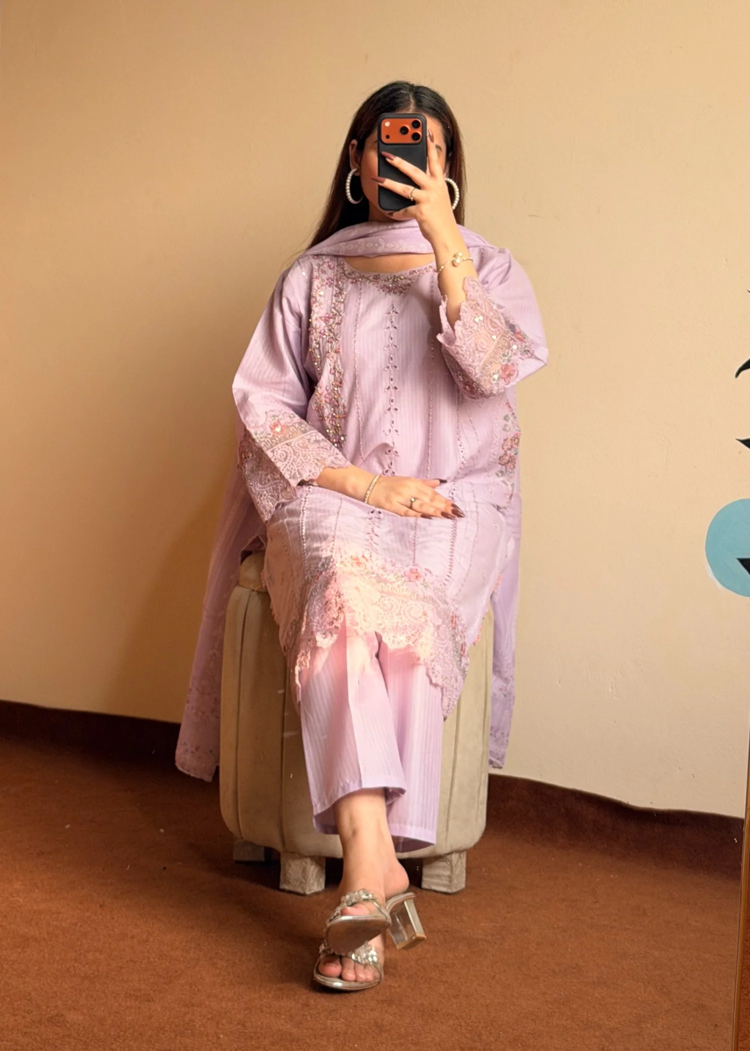 cotton Kurta Set in Lavender - view 2