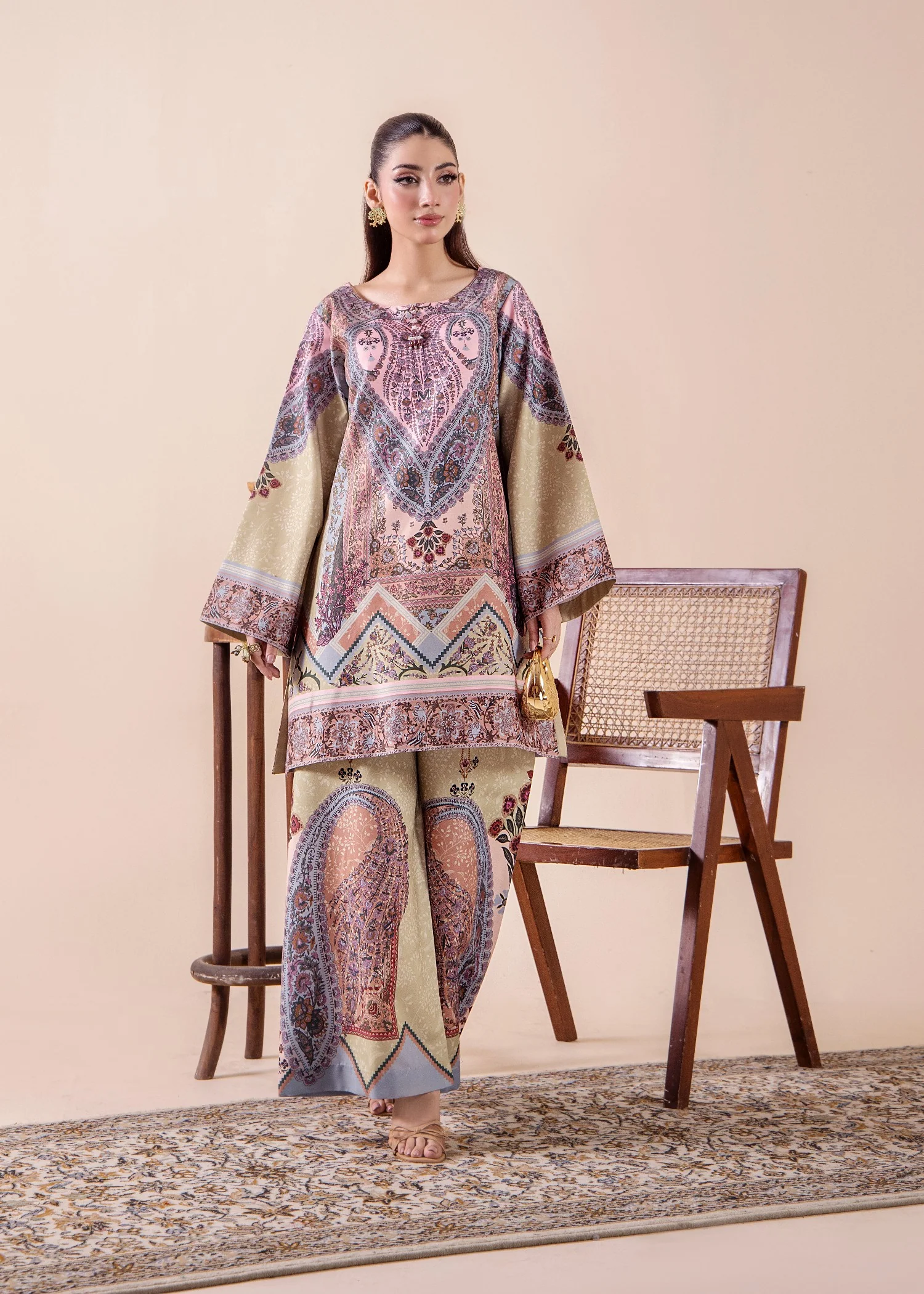 silk Co Ord Sets in Pink - view 4