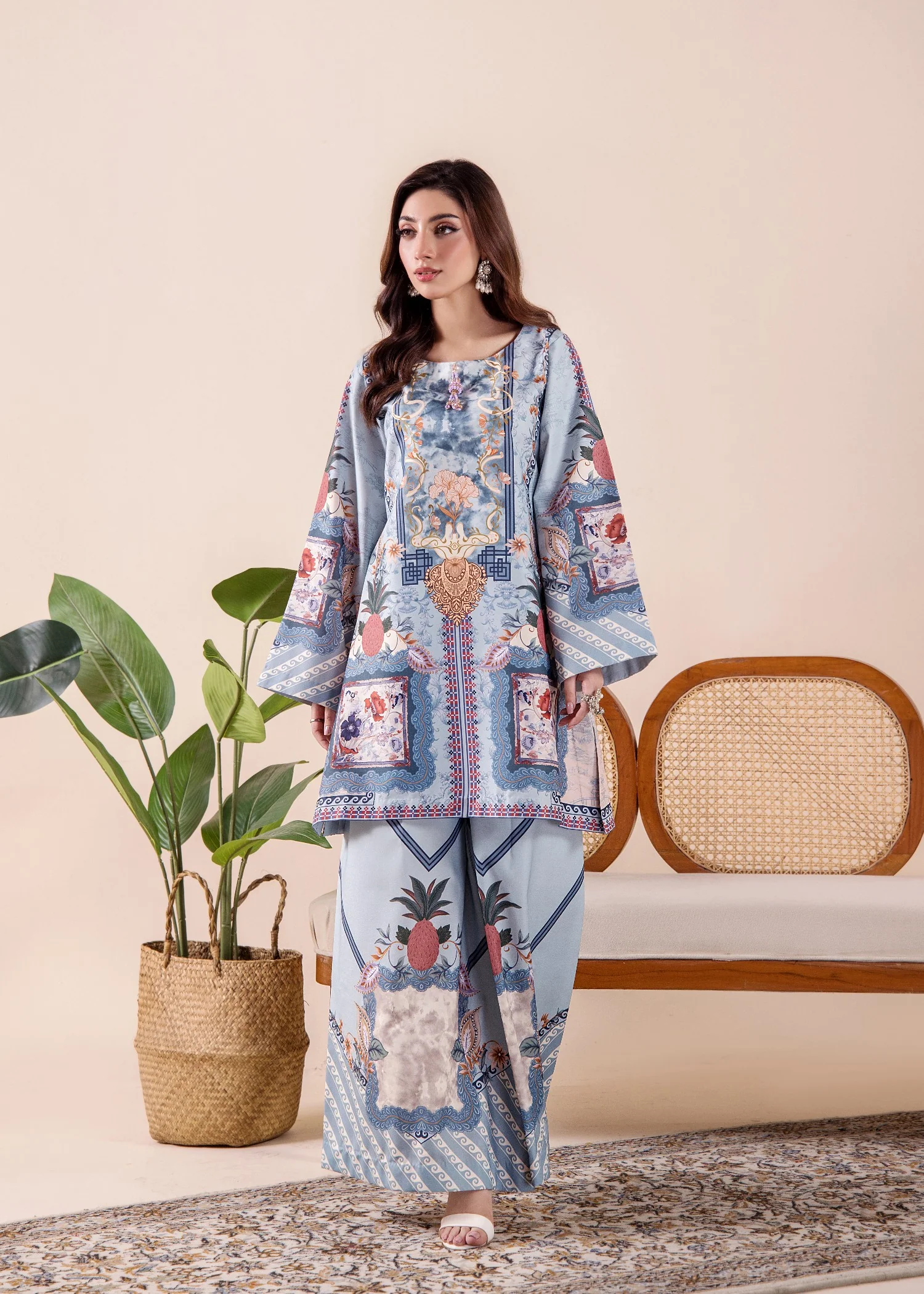 silk Co Ord Sets in Ice blue