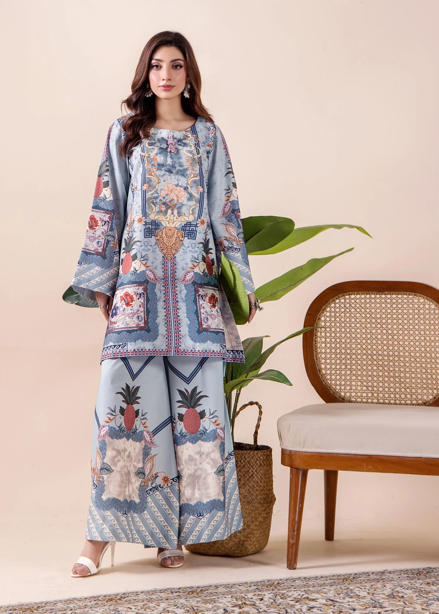 silk Co Ord Sets in Ice blue - view 2