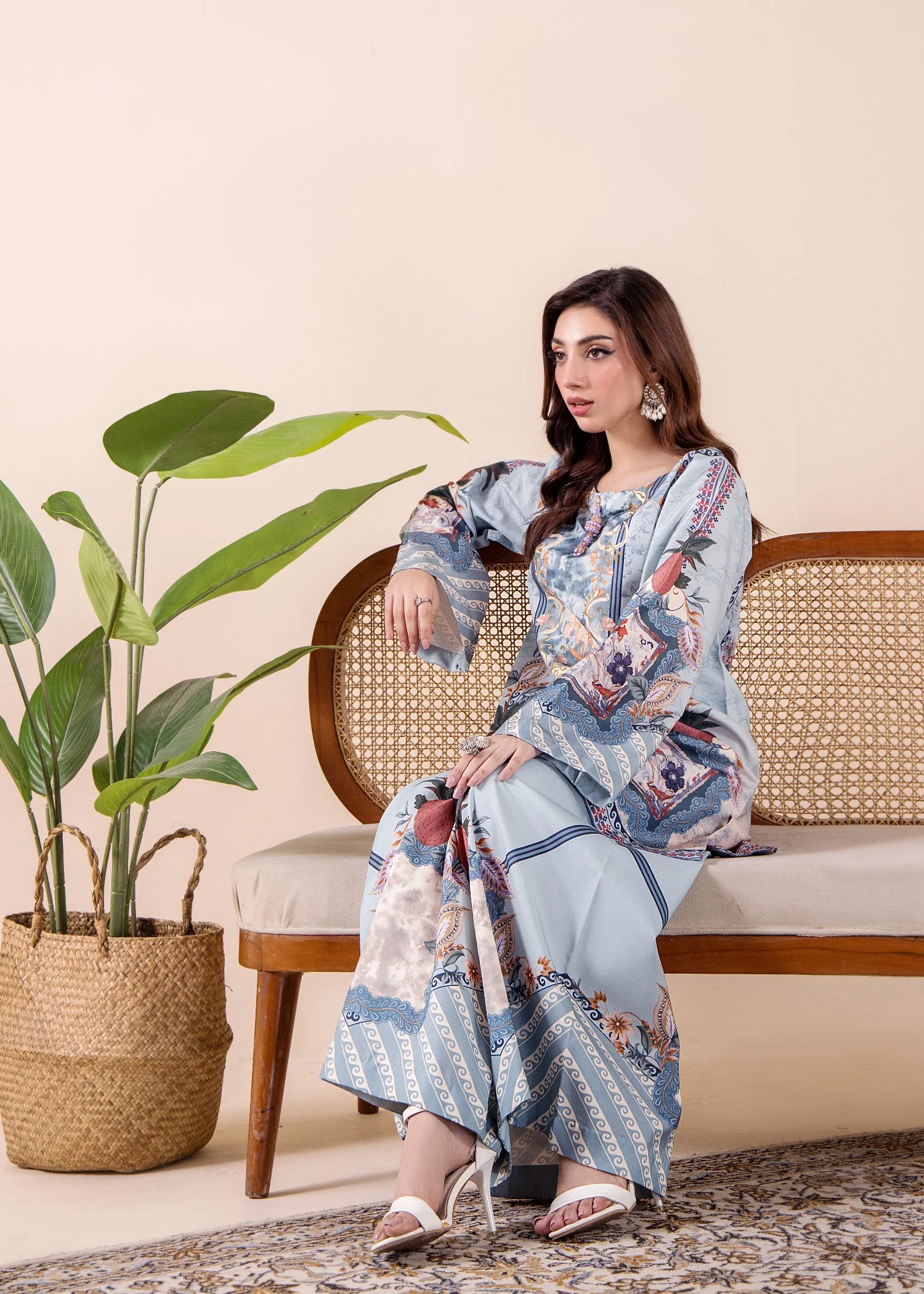 silk Co Ord Sets in Ice blue - view 4