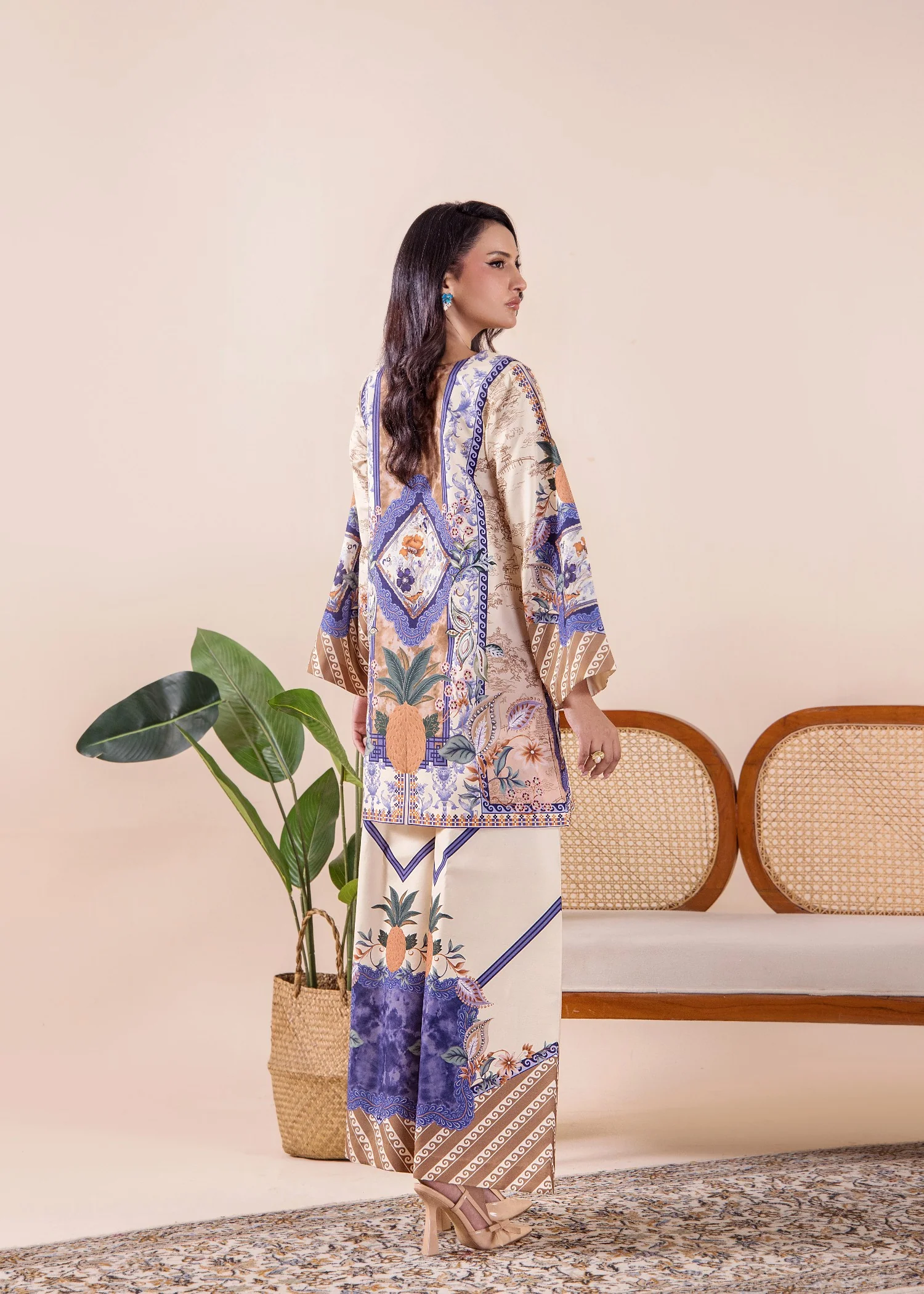 silk Co Ord Sets in Beige - view 3