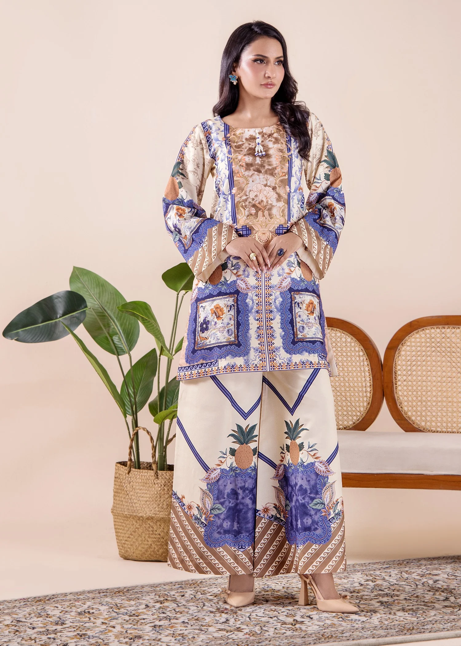 silk Co Ord Sets in Beige