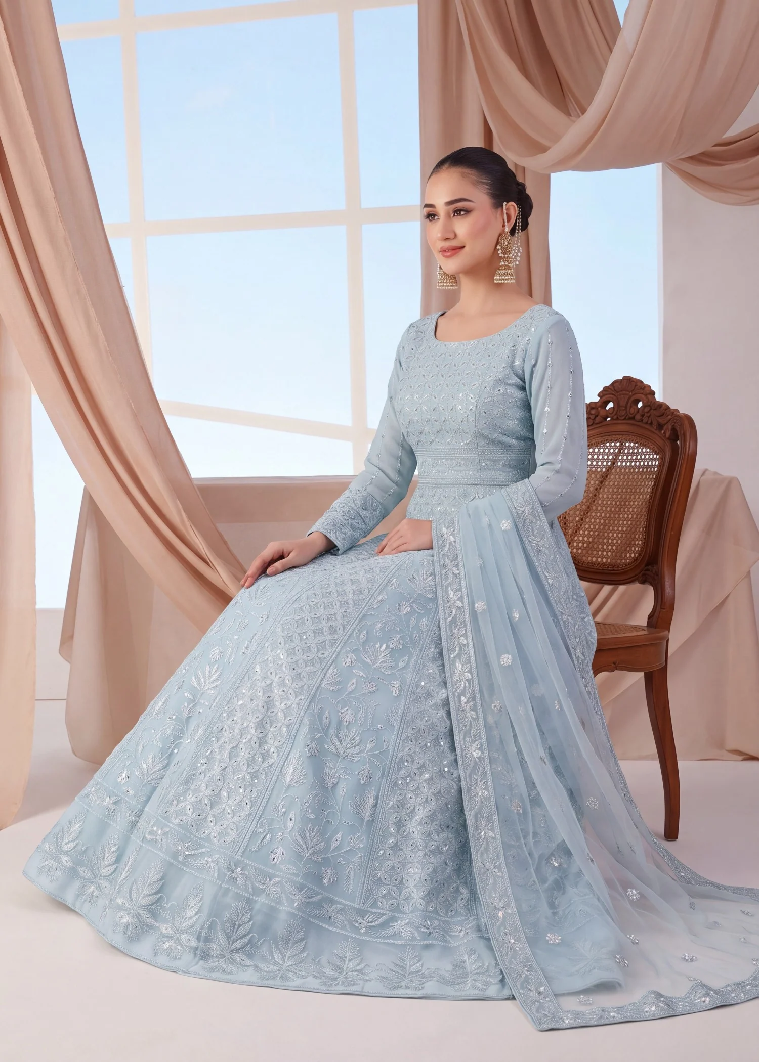 georgette Lehenga in Baby blue - view 5