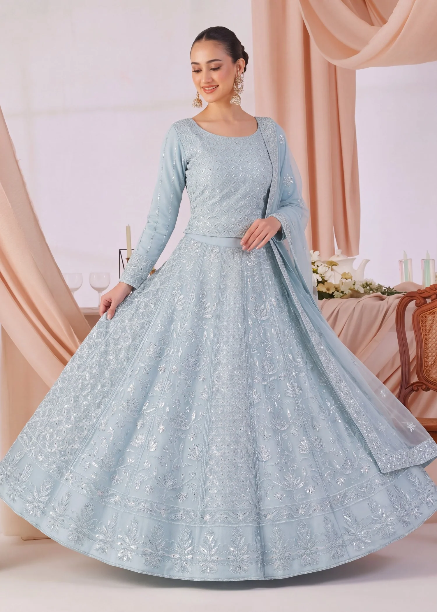 georgette Lehenga in Baby blue - view 7