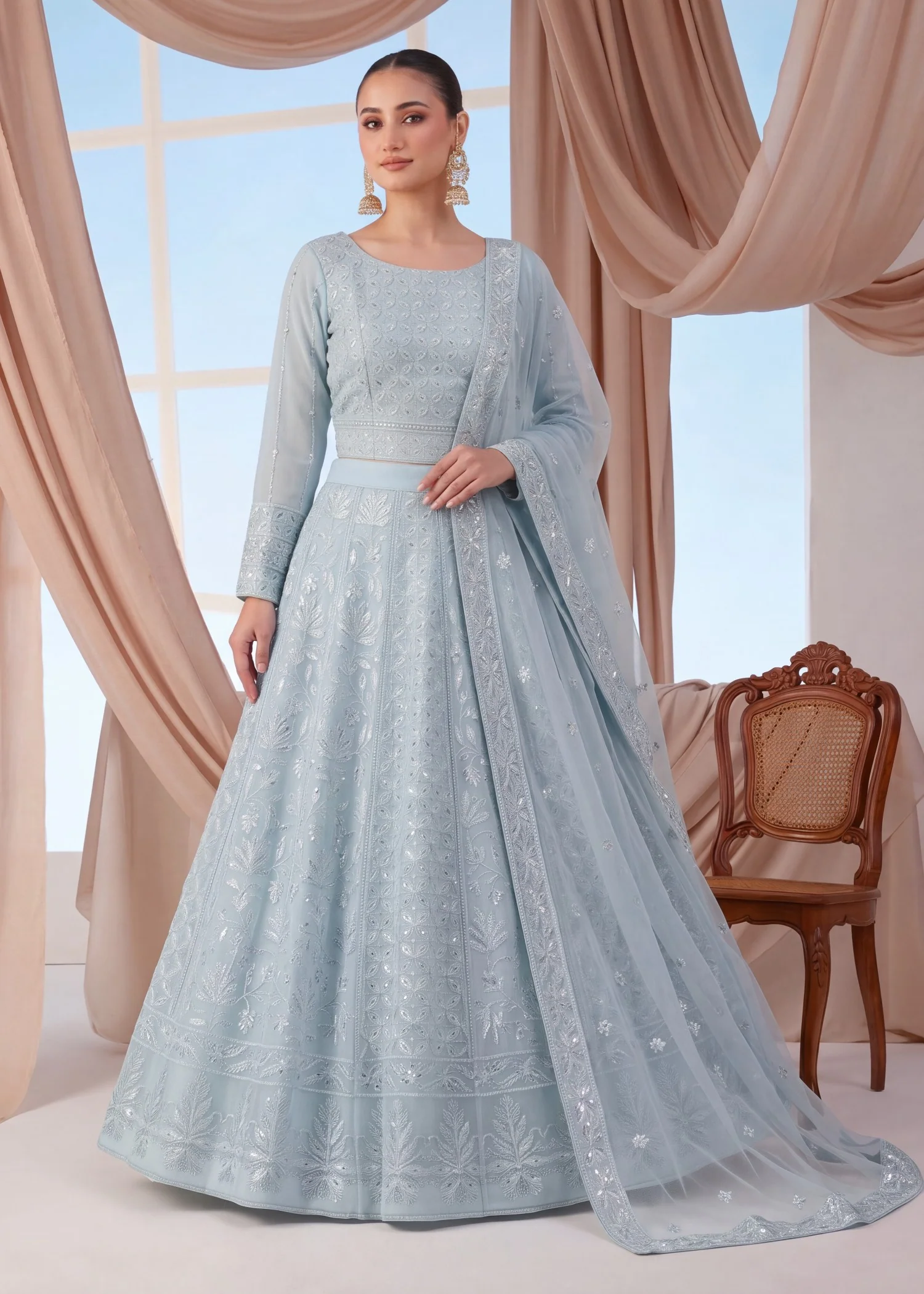 georgette Lehenga in Baby blue - view 6