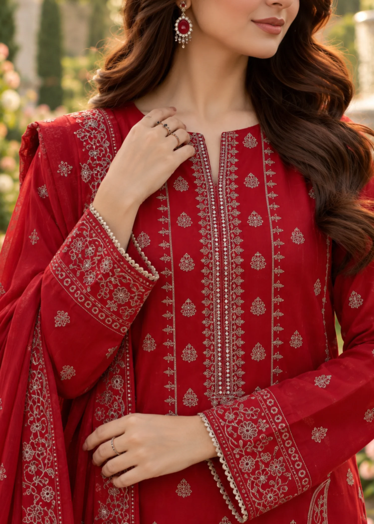 viscose Unstitched in Red - view 3