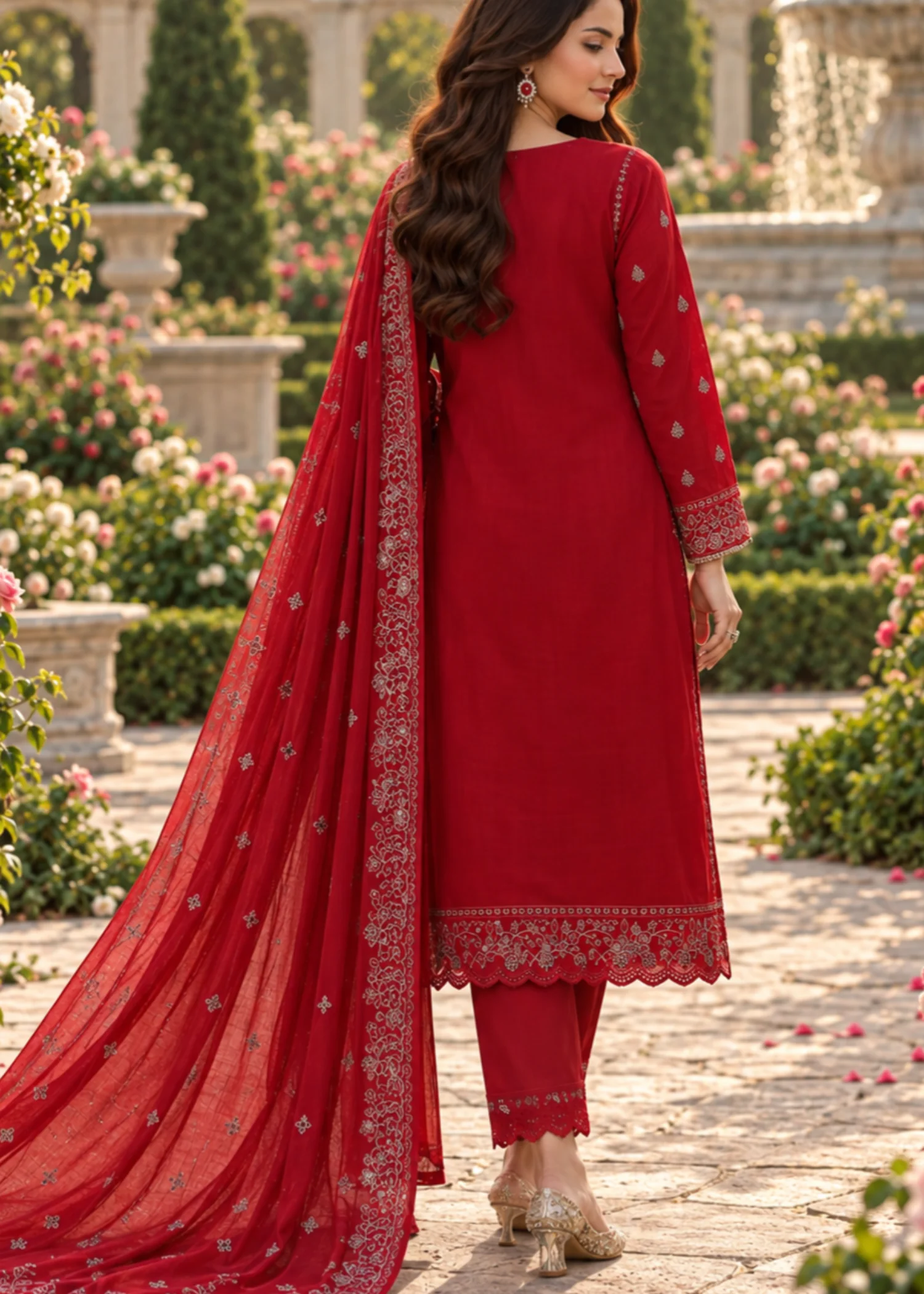 viscose Unstitched in Red - view 2