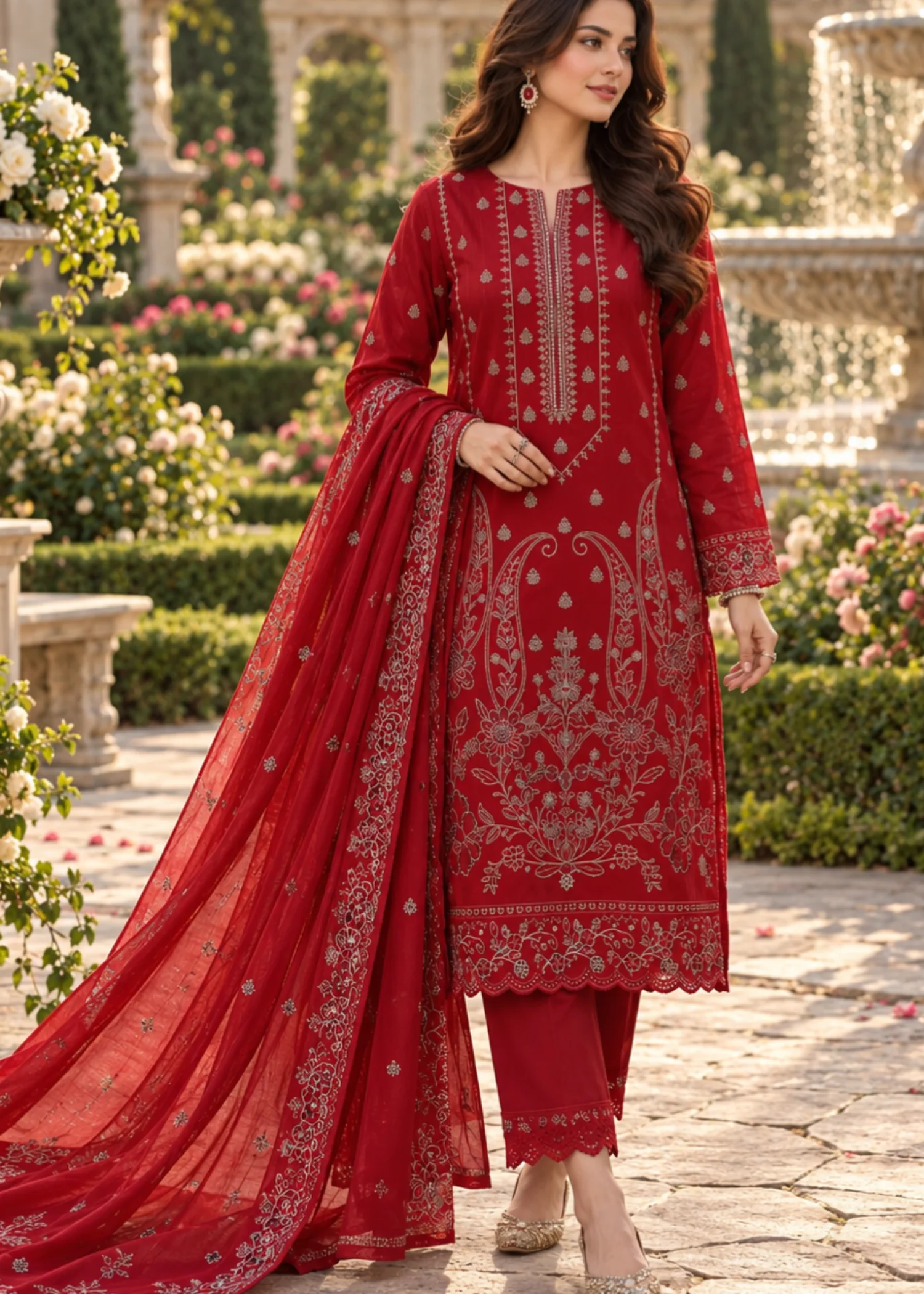 viscose Unstitched in Red