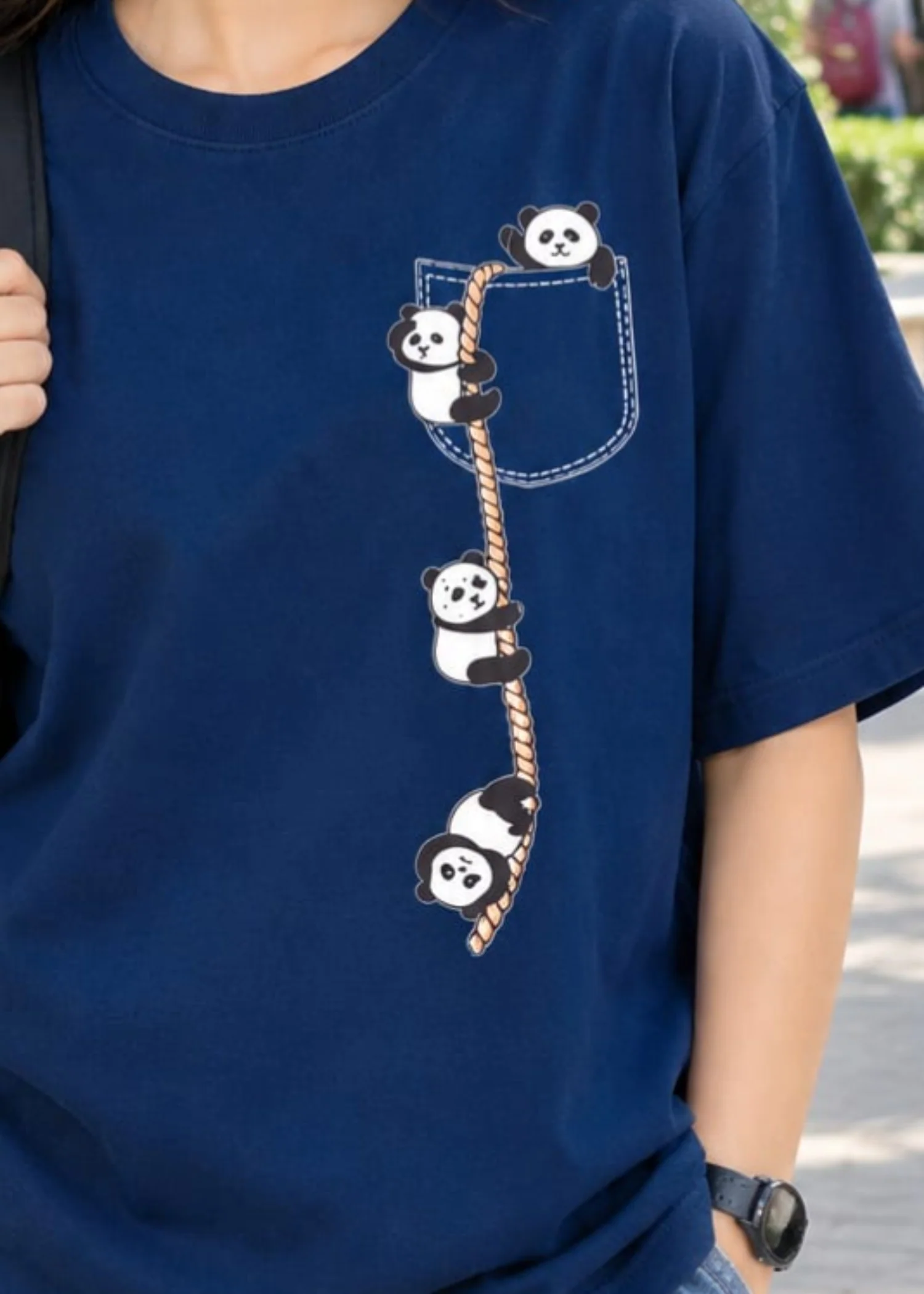 cotton jersey T Shirt in Prussian blue - view 4