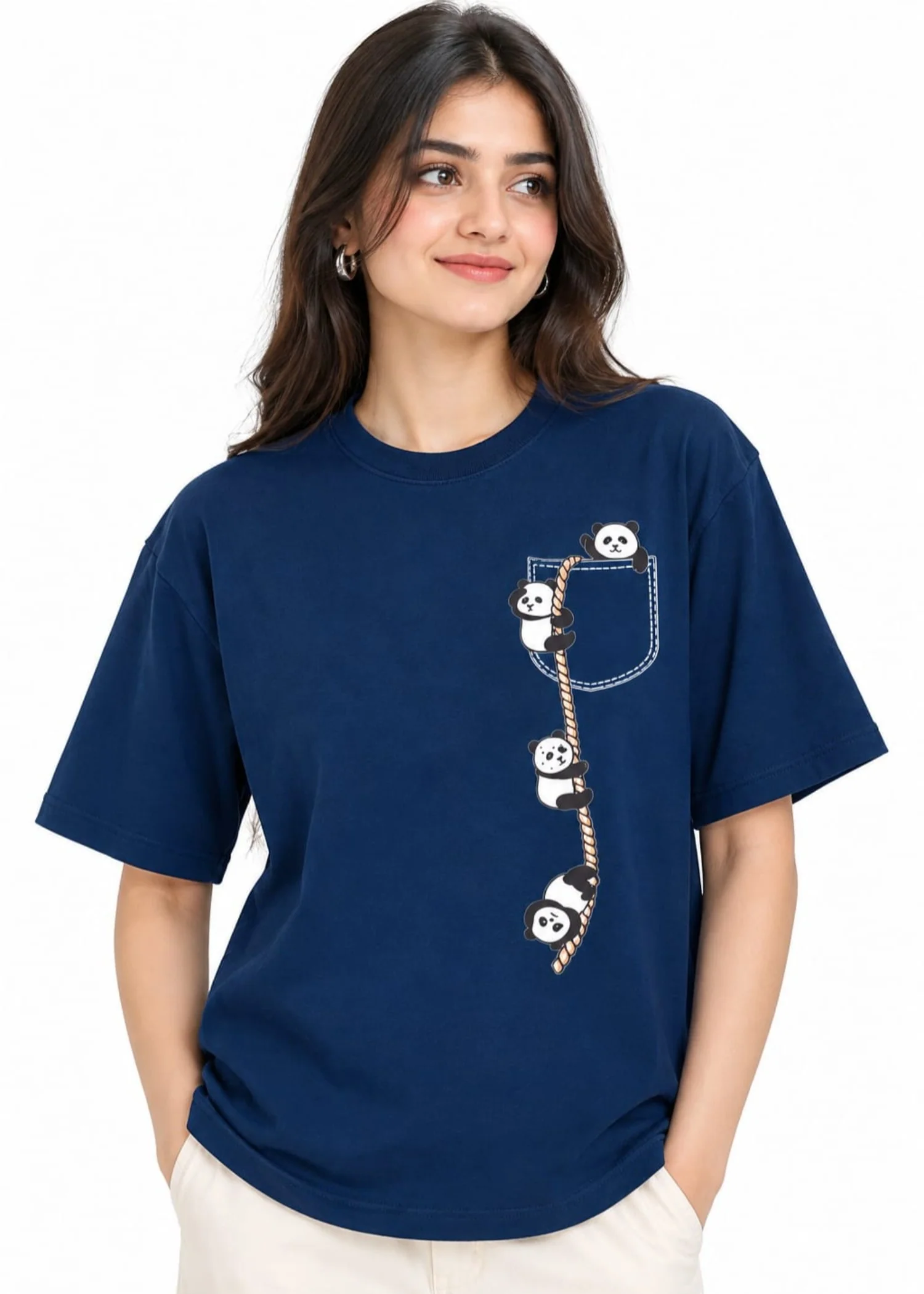 cotton jersey T Shirt in Prussian blue - view 3
