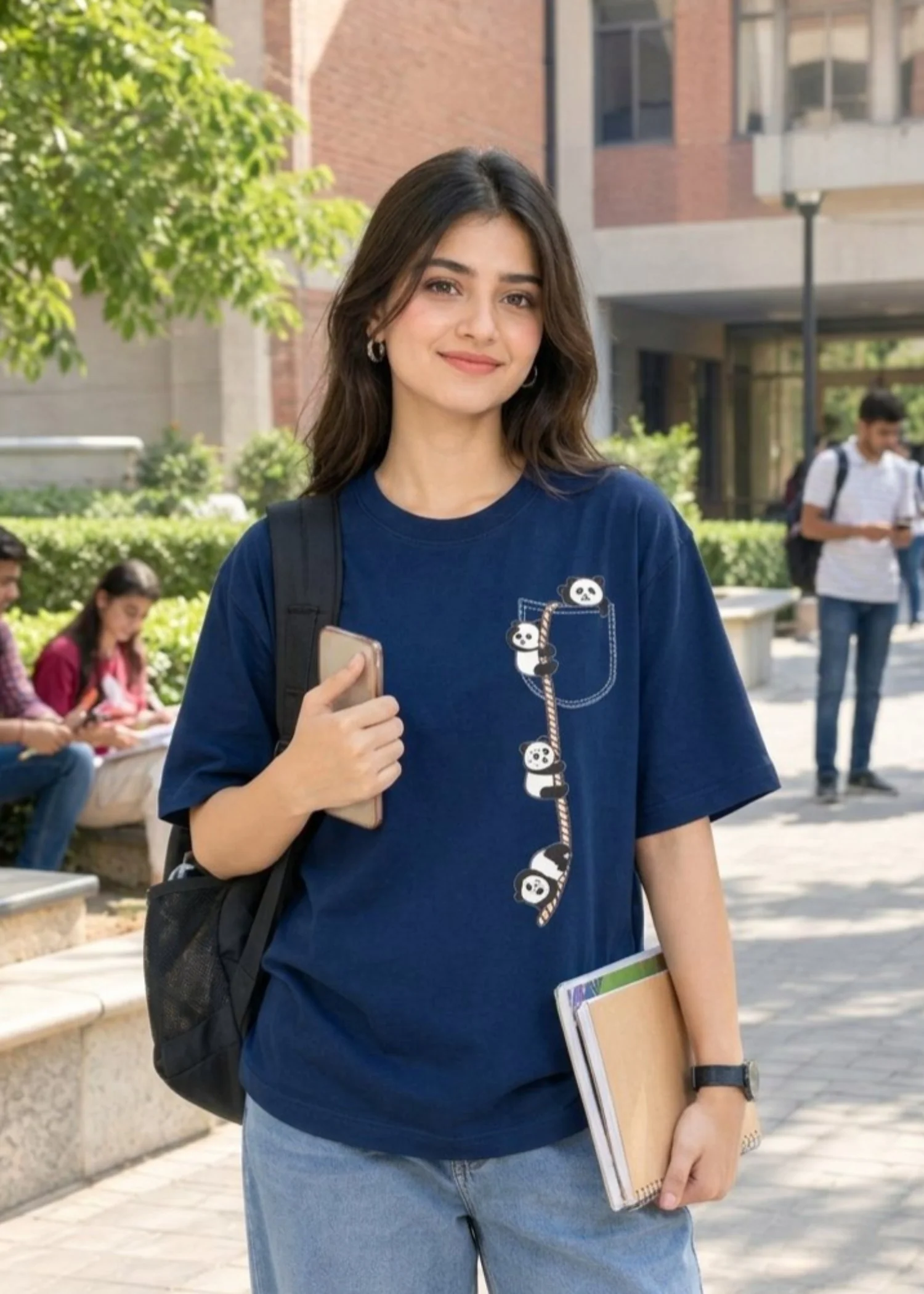 cotton jersey T Shirt in Prussian blue - view 2